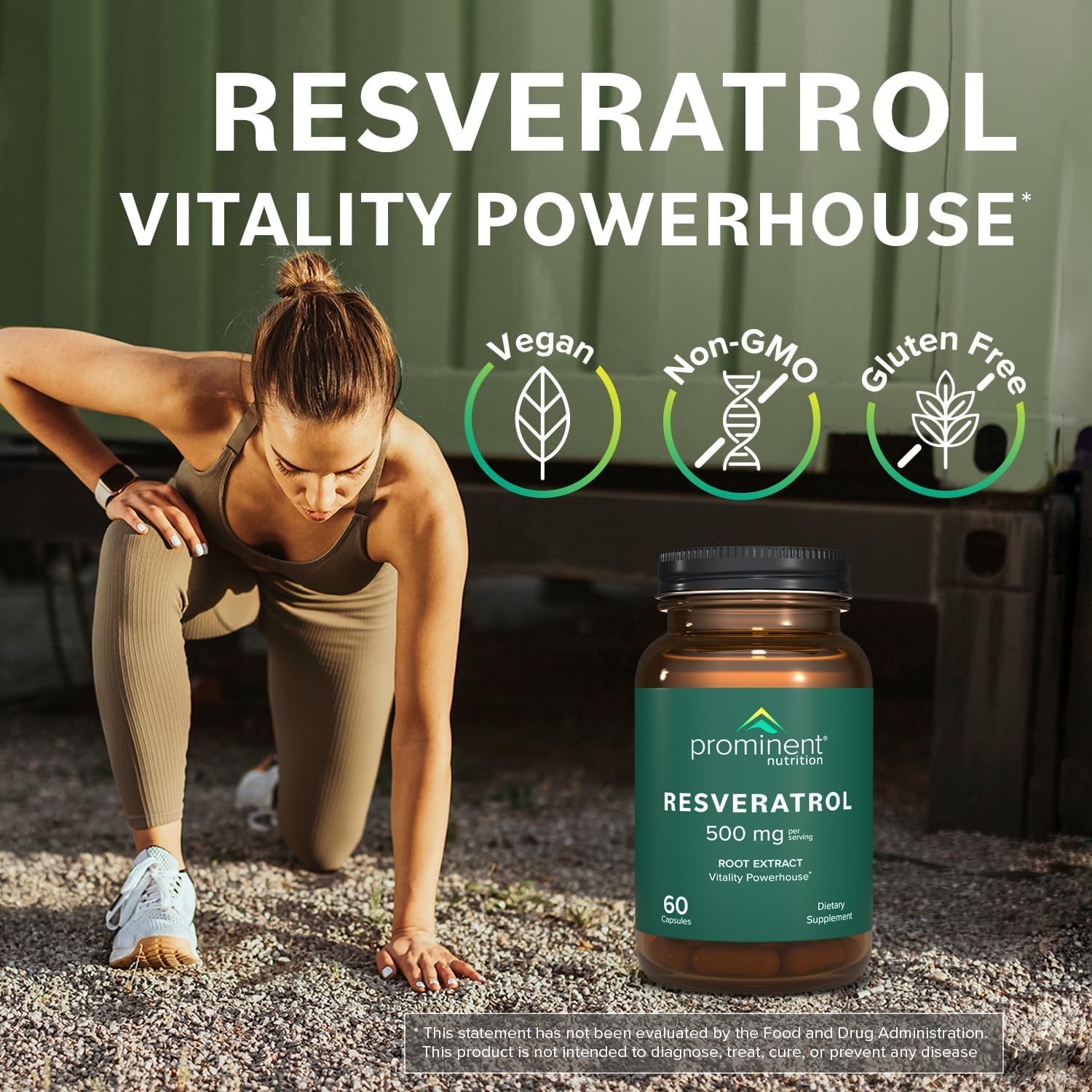 500mg Resveratrol Supplement for Anti-Aging & Immune Support - 30 Day Supply, 98% Pure Trans-Resveratrol