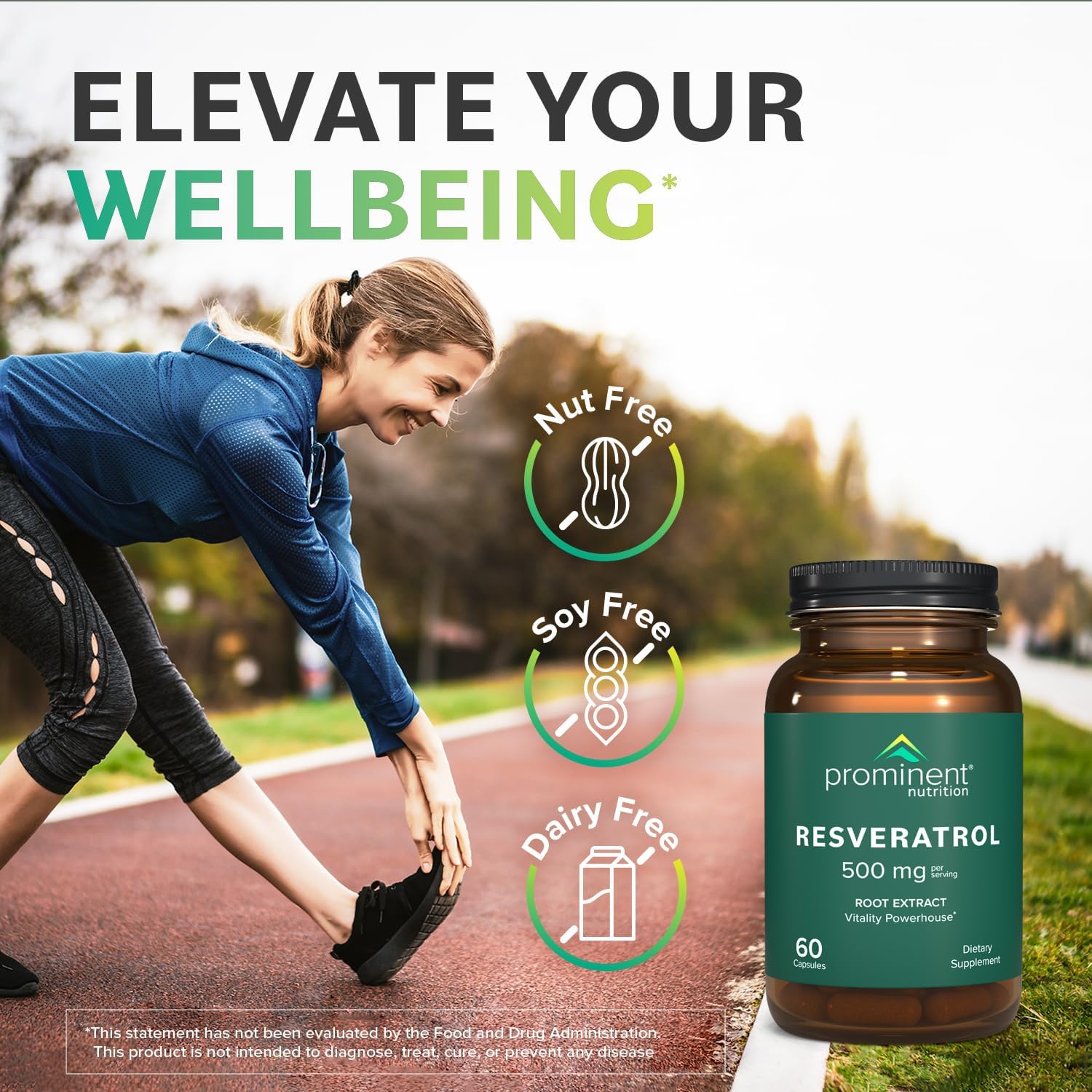 500mg Resveratrol Supplement for Anti-Aging & Immune Support - 30 Day Supply, 98% Pure Trans-Resveratrol