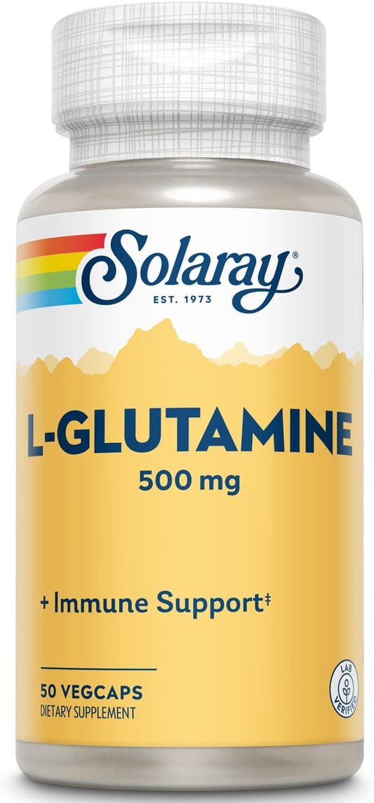 500mg Solaray L-Glutamine VegCaps for Muscle Recovery & Immune Support