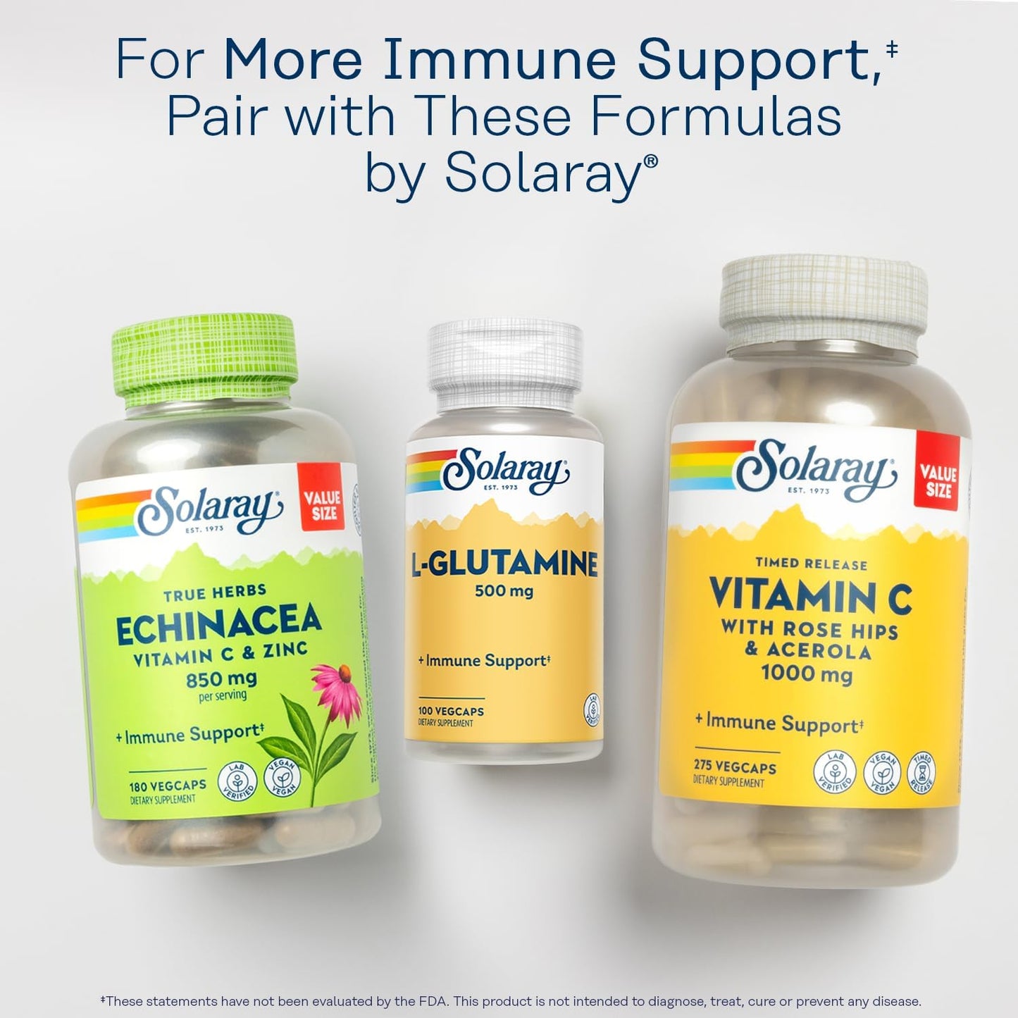 500mg Solaray L-Glutamine VegCaps for Muscle Recovery & Immune Support