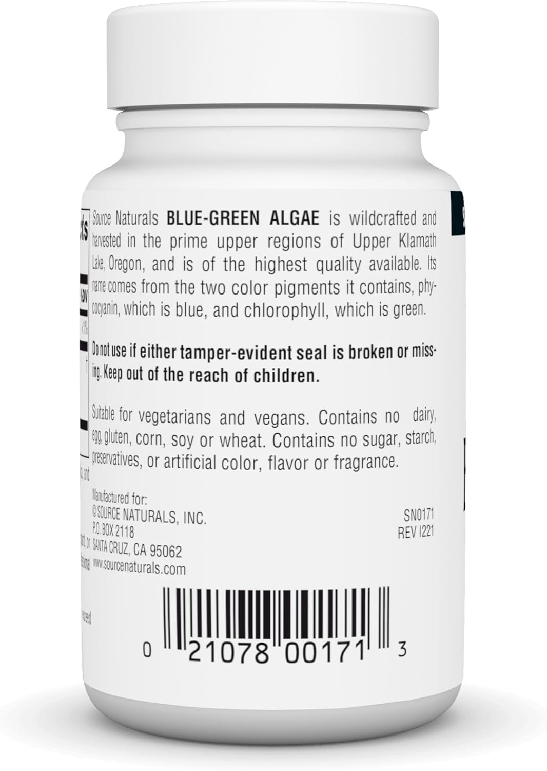 500mg Source Naturals Blue-Green Algae Tablets from Klamath Lake - Natural Superfood Supplement