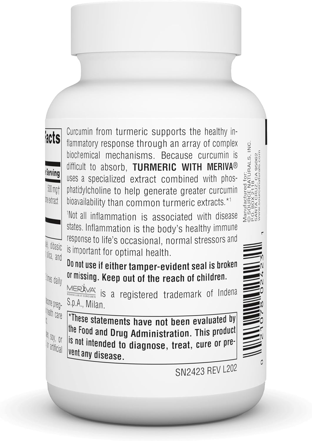 500mg Source Naturals Turmeric with Meriva Capsules for Inflammation Support - 60 Count