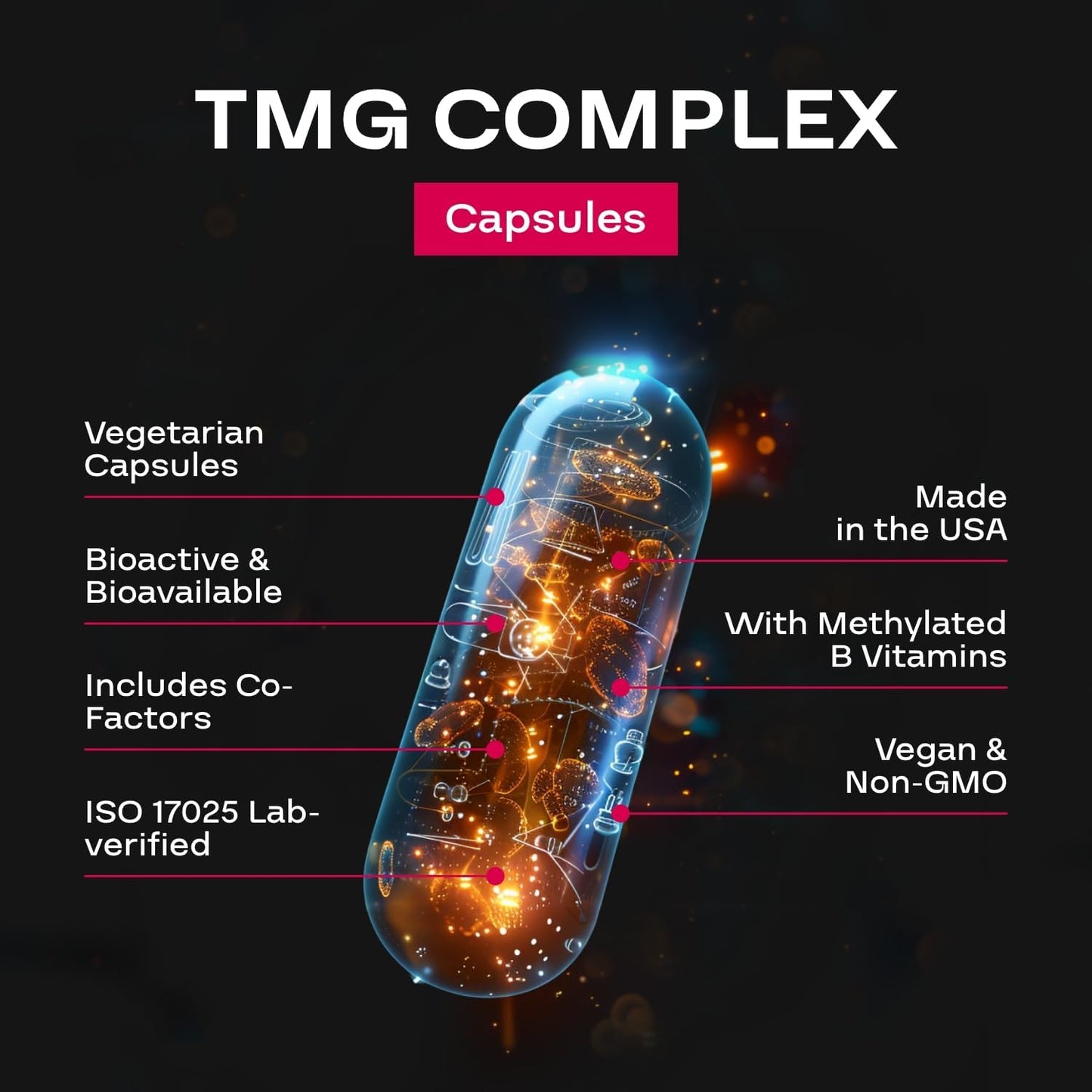 500mg TMG Trimethylglycine Supplement with Methyl B Complex - Heart & Liver Support - Vegan & Non-GMO - 2 Month Supply