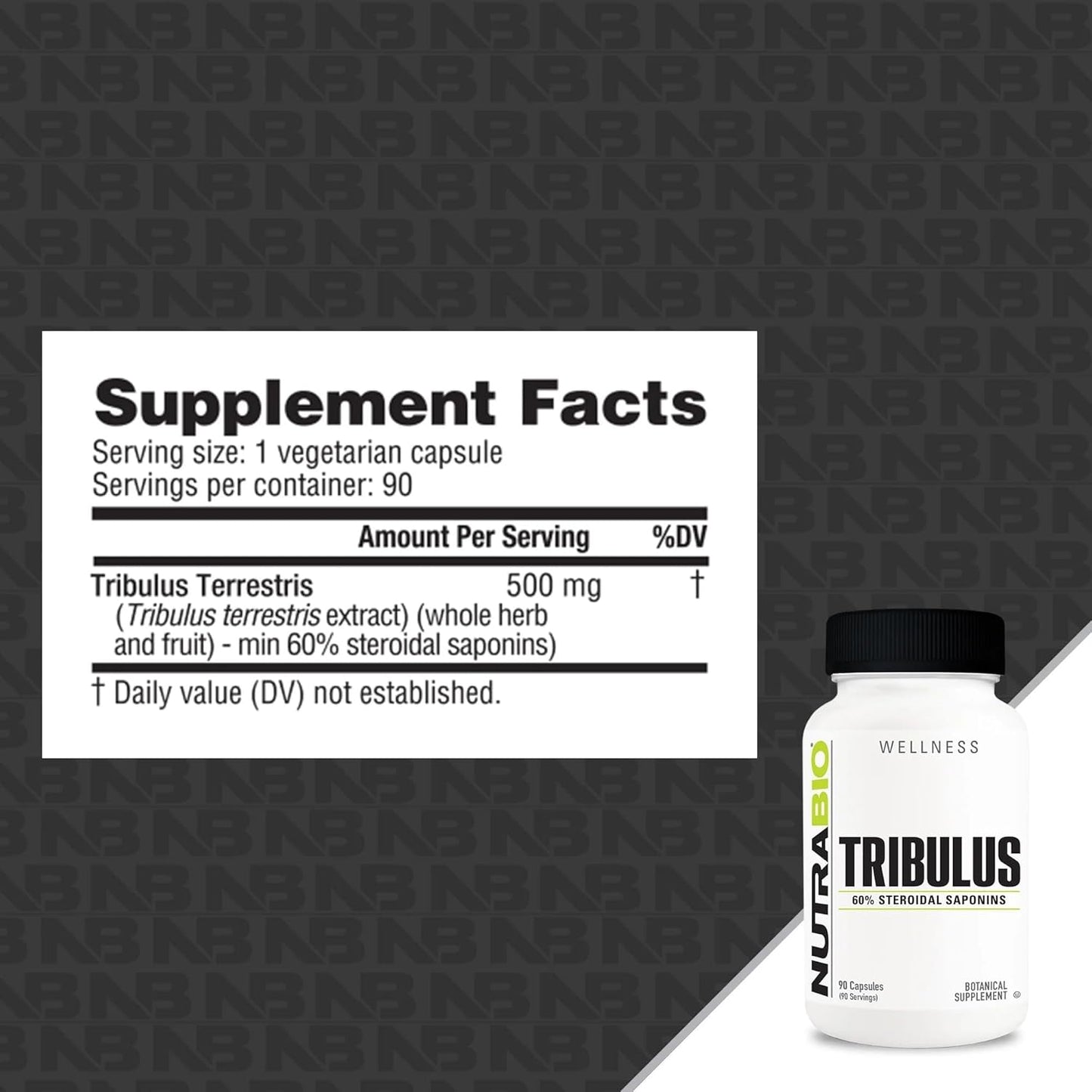 500mg Tribulus Terrestris Extract Supplement - Boost Vitality for Men and Women - 90 Capsules by NutraBio