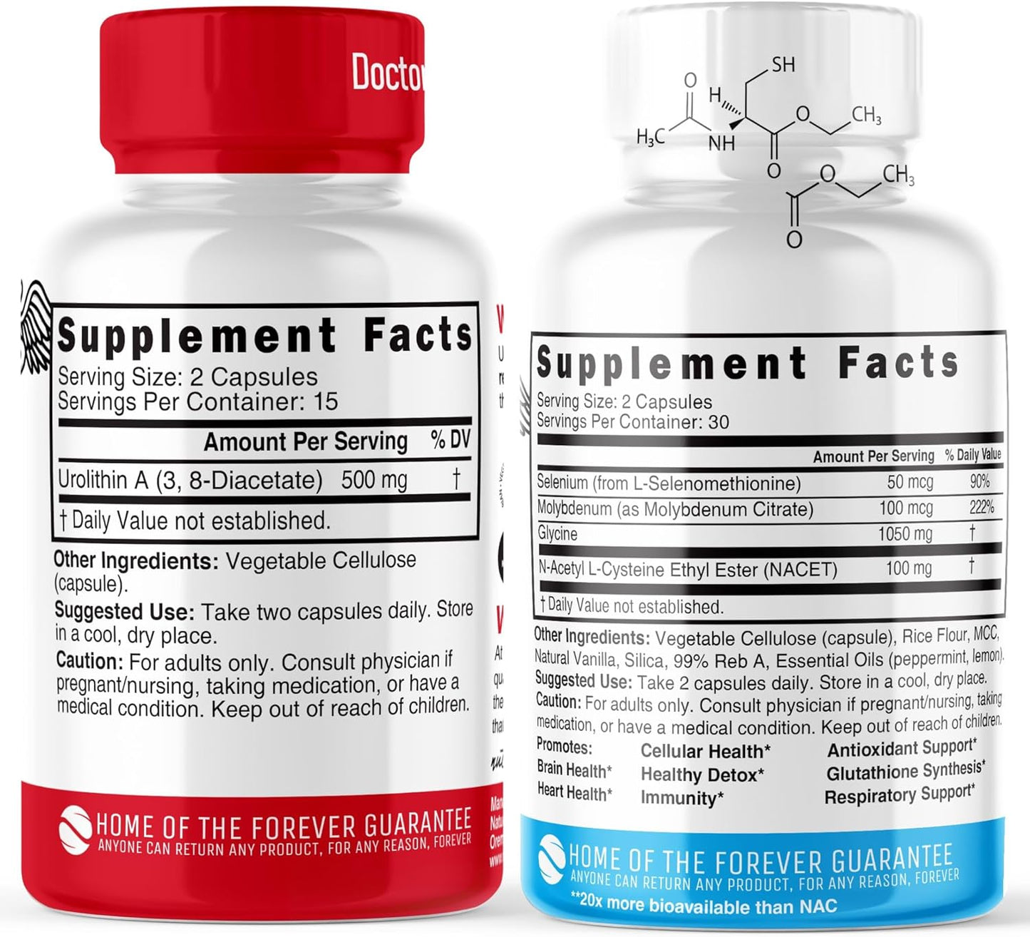 500mg Urolithin A Diacetate & GlyNAC-ET Energy Booster Supplement - 60 Capsules by Nature's Fusions
