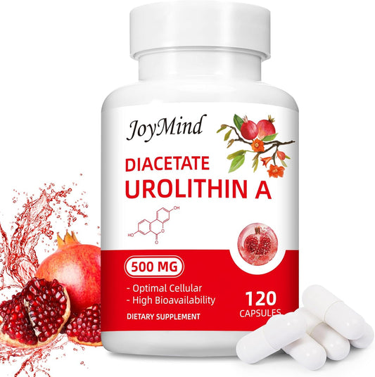 500mg Urolithin A Supplement with Pomegranate Extract - 120 Vegan Capsules for 2 Months