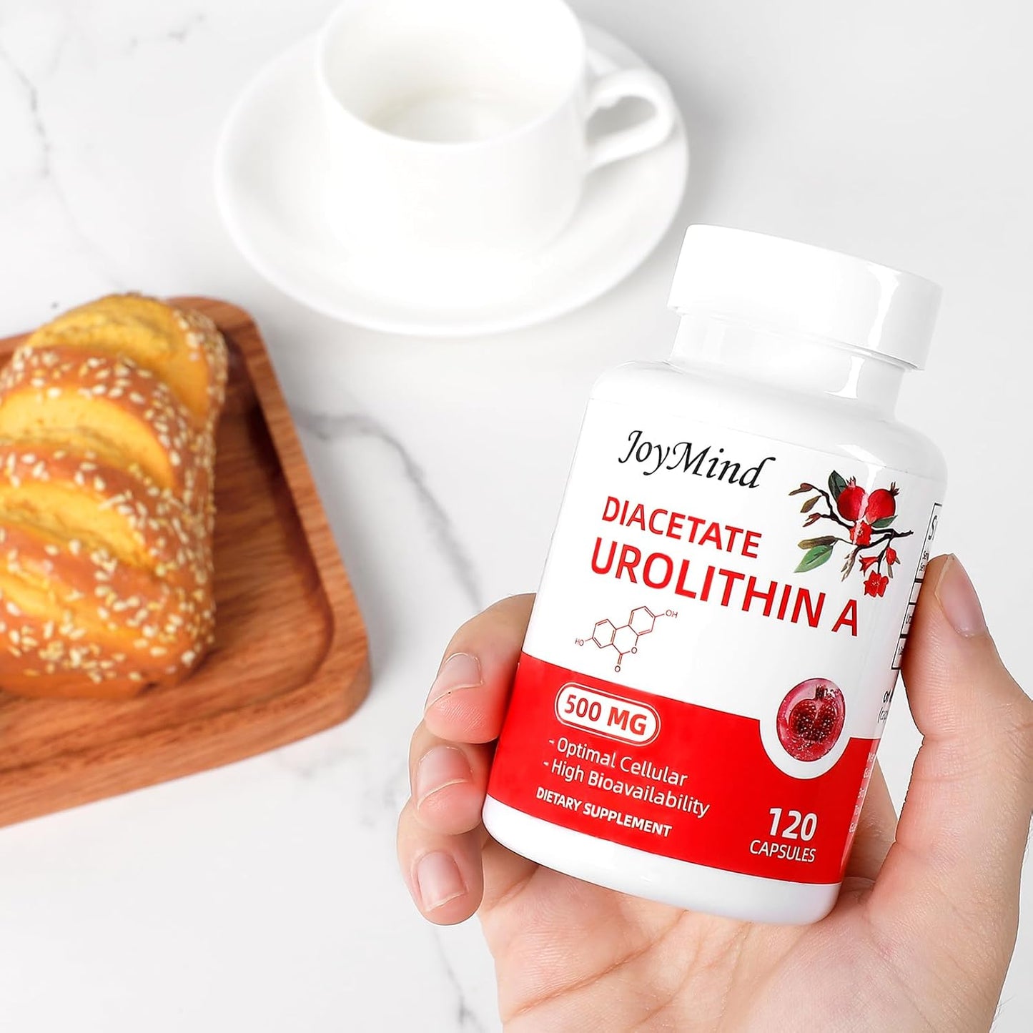 500mg Urolithin A Supplement with Pomegranate Extract - 120 Vegan Capsules for 2 Months