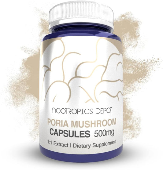 500mg Wolfiporia extensa Capsules | 60 Count | Nootropics Depot Poria Mushroom Supplement