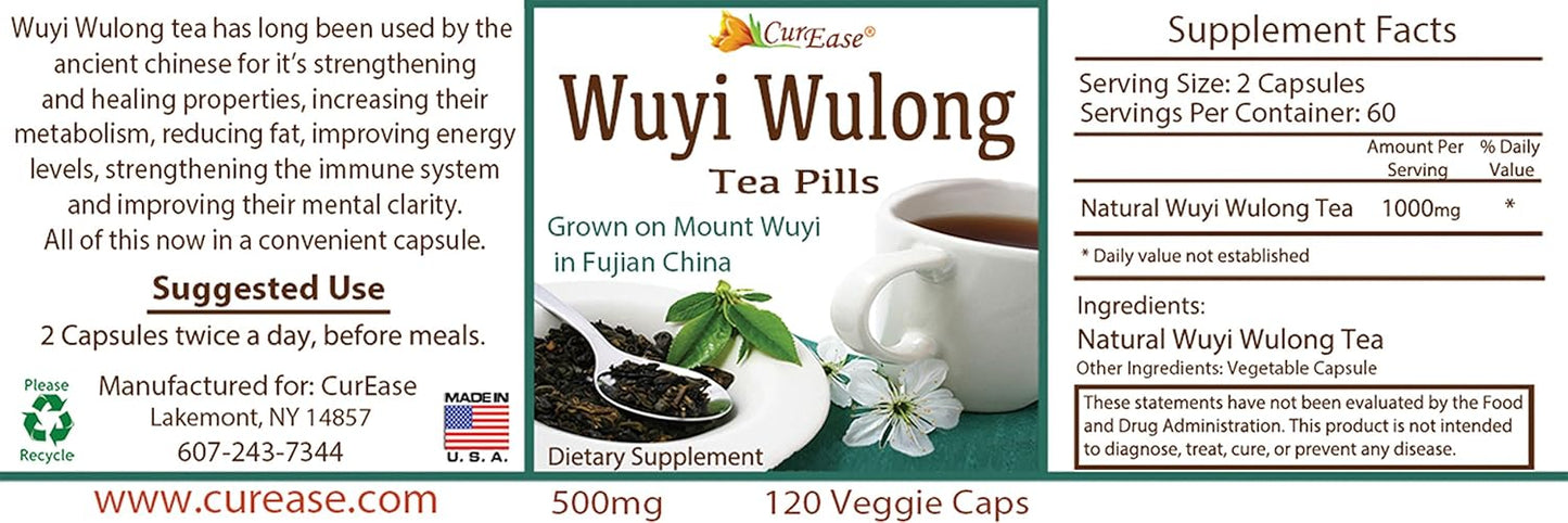 500mg Wuyi Wulong Tea Capsules - 120 Capsules (60 Servings) by CurEase