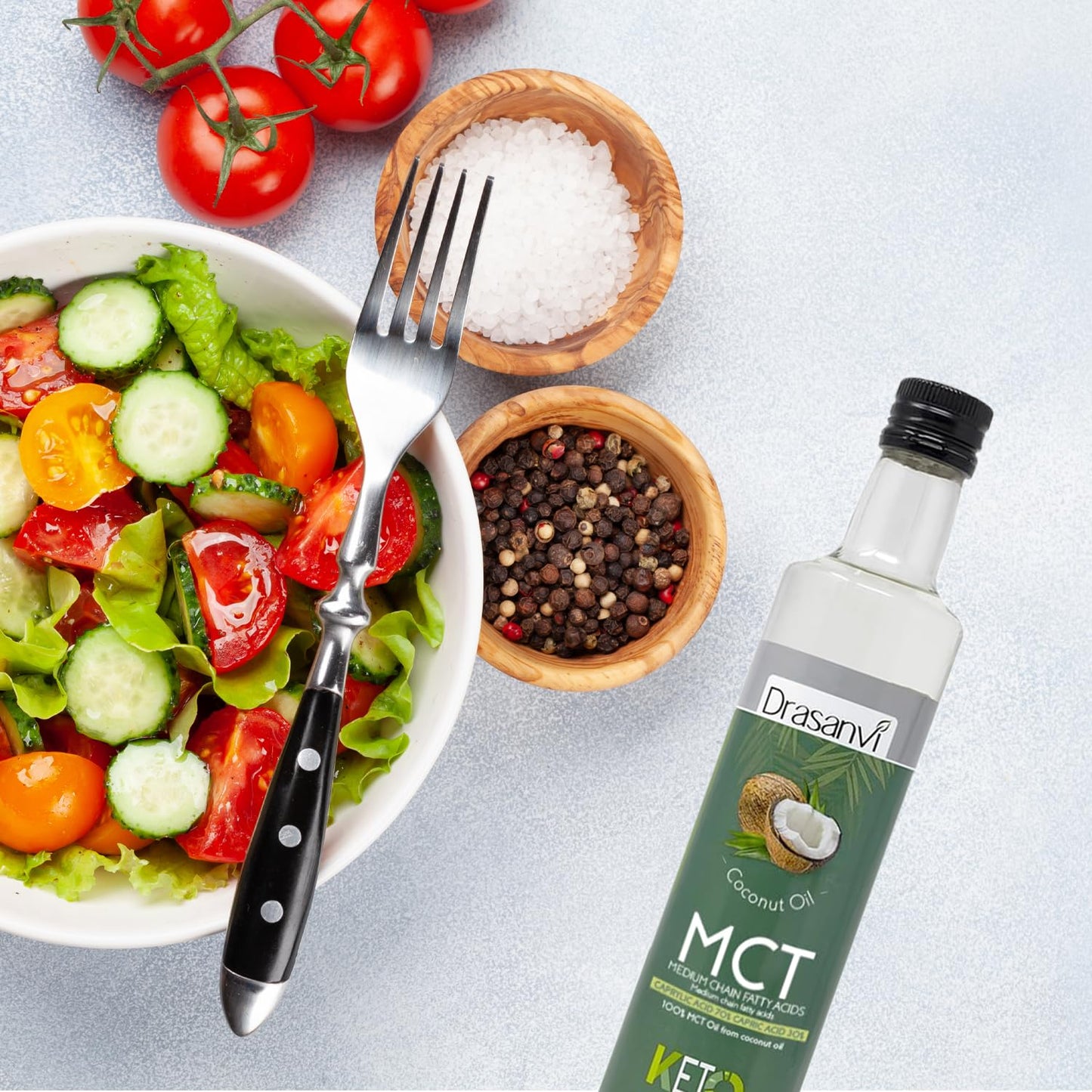 500ml Drasanvi Coconut Oil MCT for Keto Diet - Dietary Supplement with Natural Fatty Acids - Eco-Friendly for Food & Beverage - Daily Health Care