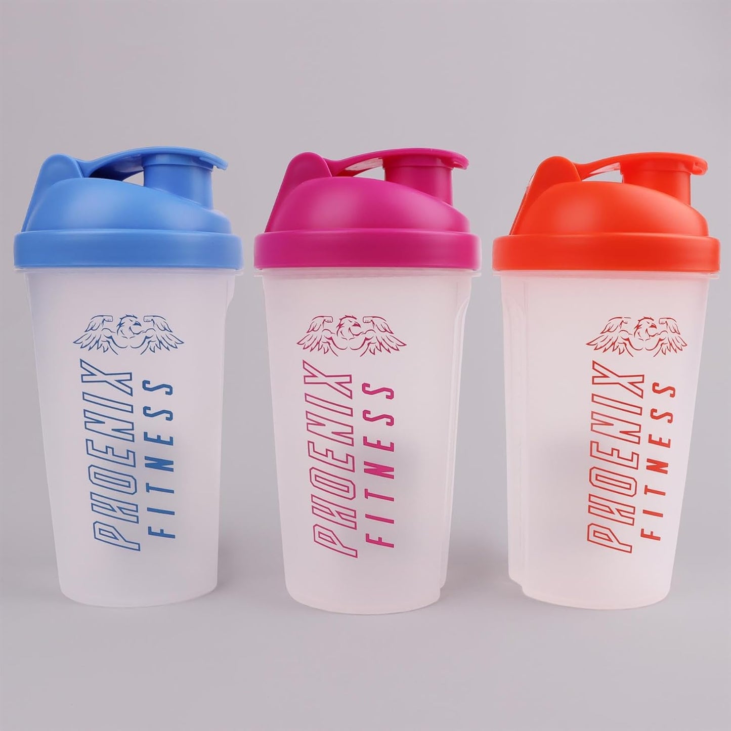 500ml Phoenix Fitness Protein Shaker Bottle - Leakproof Screw Top Lid, Mesh Grid, BPA Free, Dishwasher Safe - Orange Sports & Gym Bottle