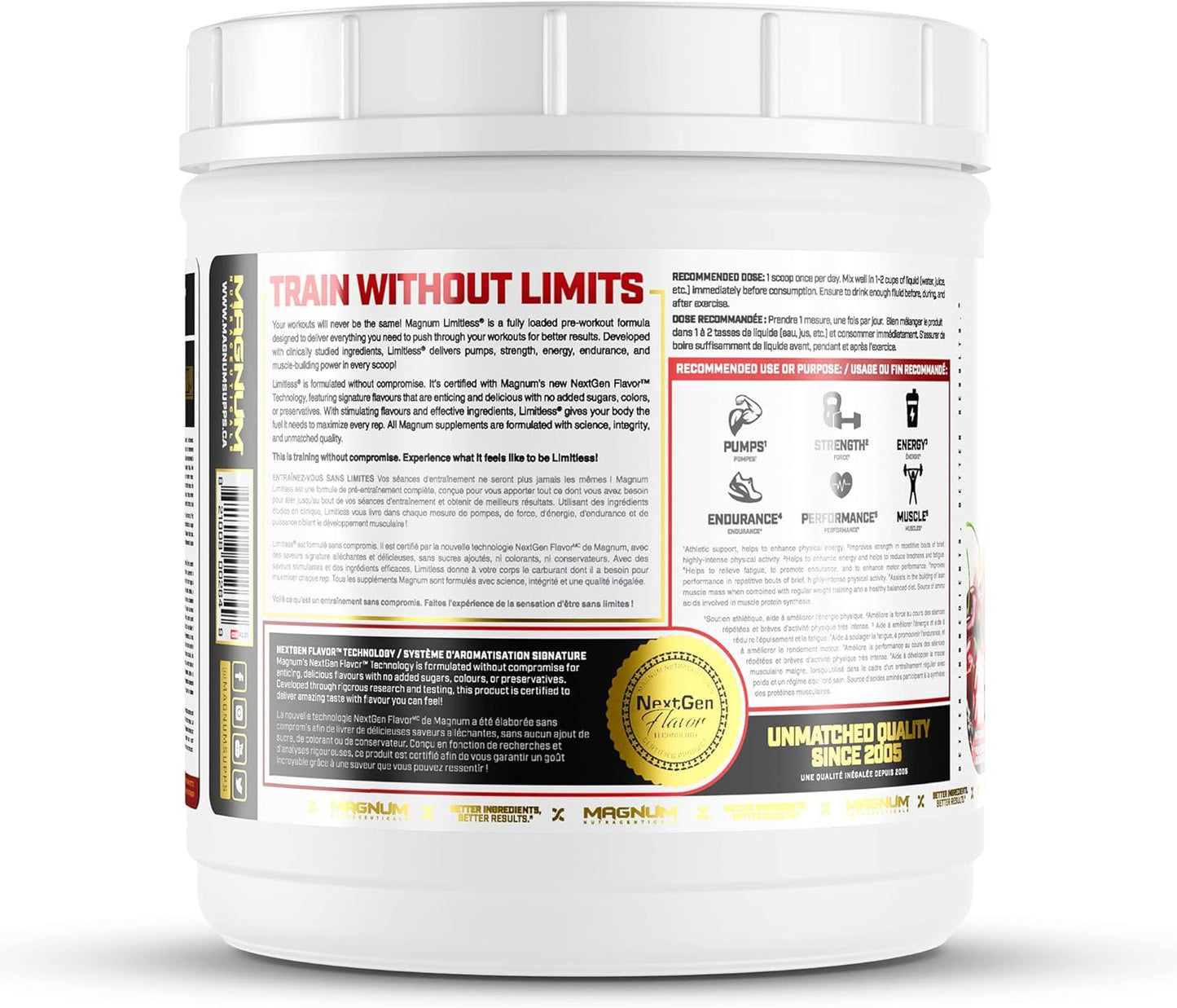 504g Limitless Magnum Creatine Monohydrate Pre Workout Powder - Energy, Focus, Endurance, Muscle Recovery, Growth - Beta Alanine, Electrolytes - Fruit Punch Flavor, Men & Women, Sugar Free