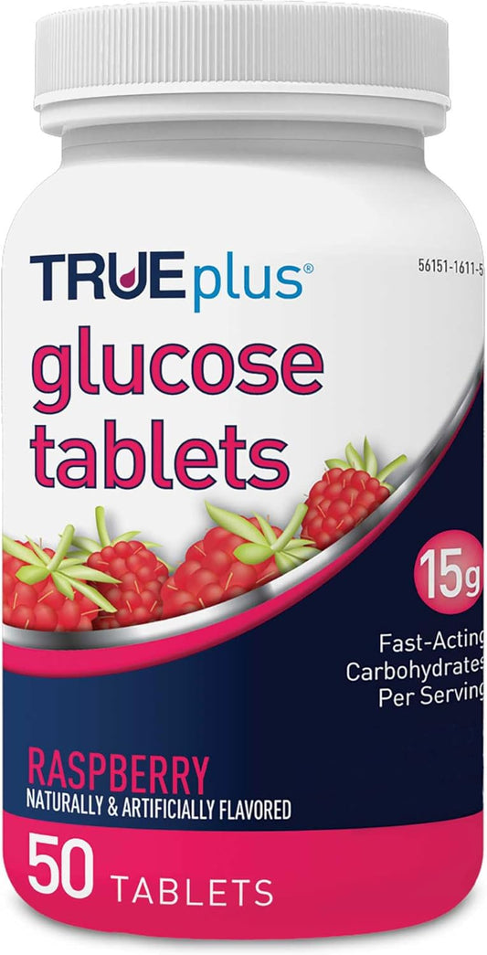 50ct TRUEplus® Raspberry Glucose Tablets for Blood Sugar Support