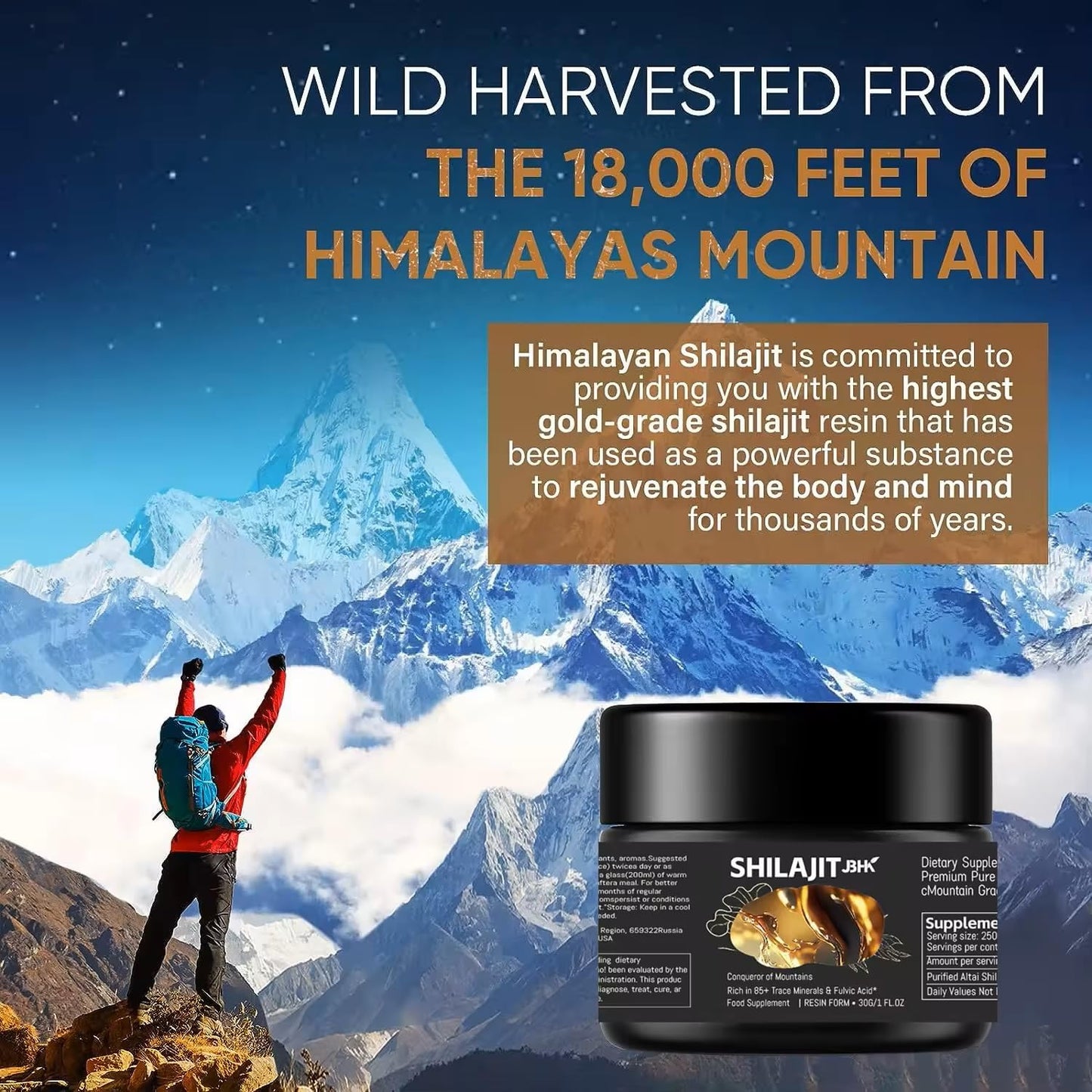 50g JBHK Premium Pure Shilajit Resin: Boost Immunity with Rich Trace Minerals - Organic Himalayan