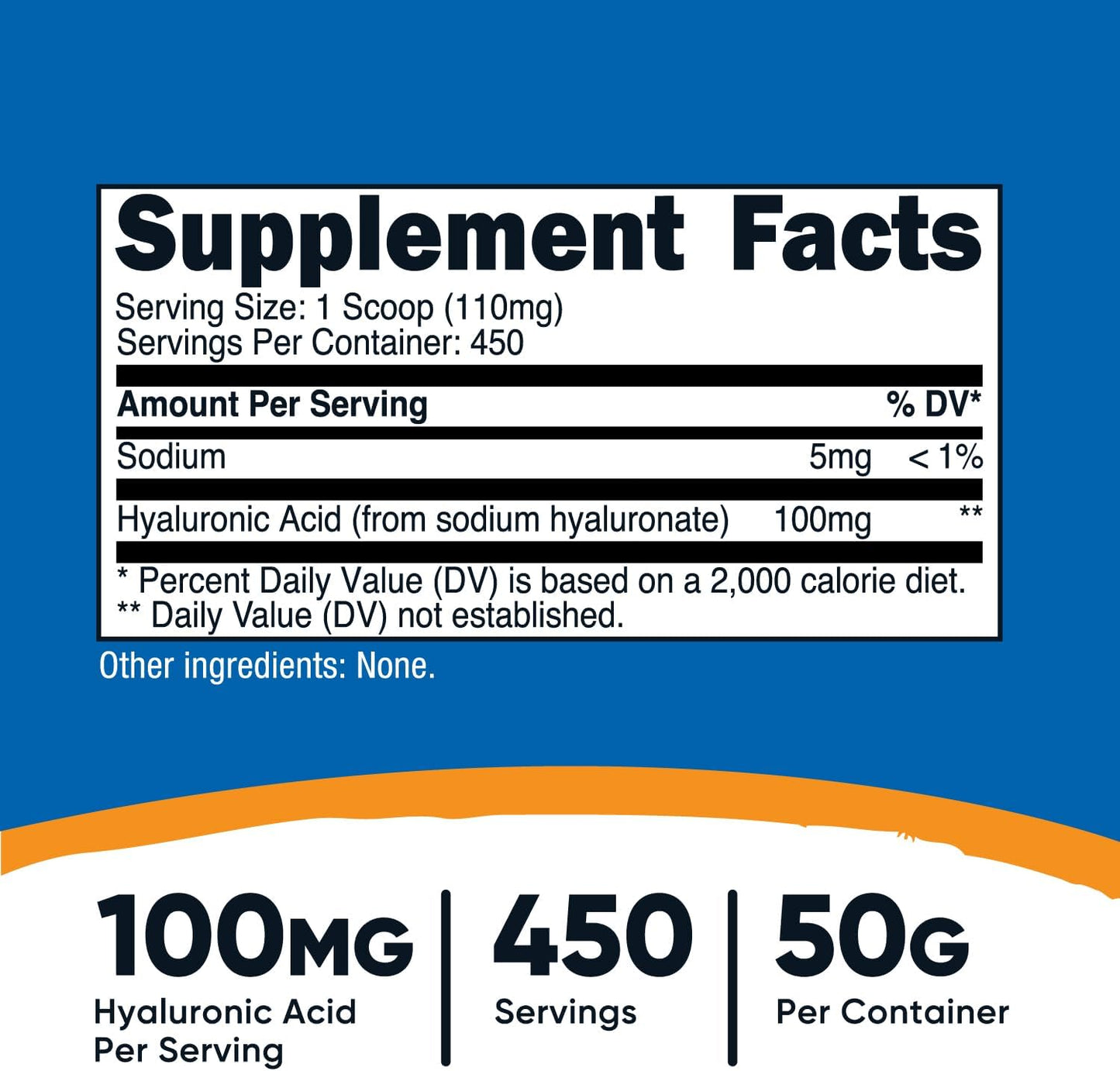 50g Nutricost Hyaluronic Acid Powder - Water Soluble, Fine Powder, Gluten-Free, Non-GMO Formula