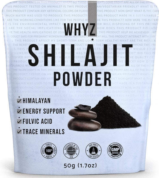 50g Pure Shilajit Powder with Fulvic Acid for Immune Support and Energy - 200 Servings