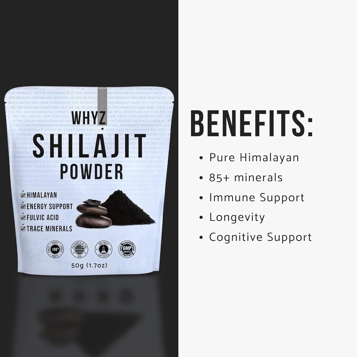 50g Pure Shilajit Powder with Fulvic Acid for Immune Support and Energy - 200 Servings