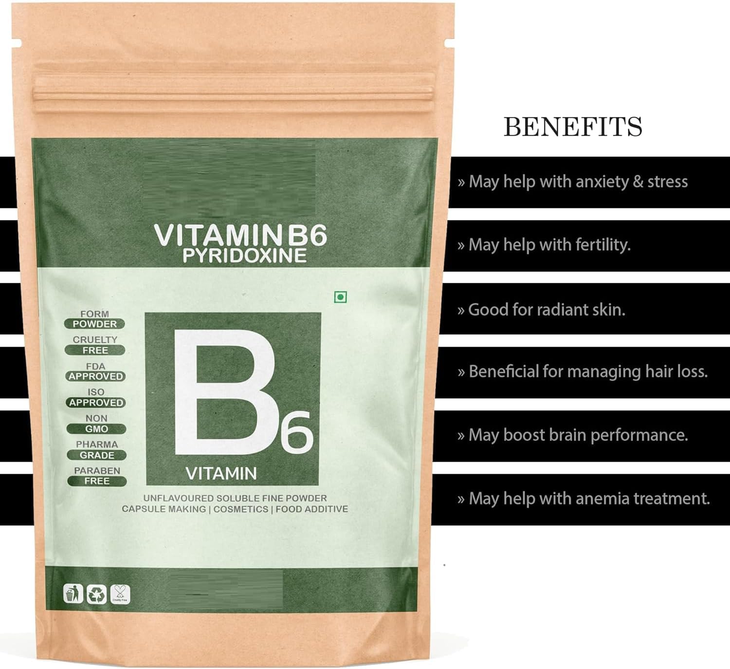 50gm Pure Vitamin B6 Pyridoxine Powder - High Quality Dietary Supplement
