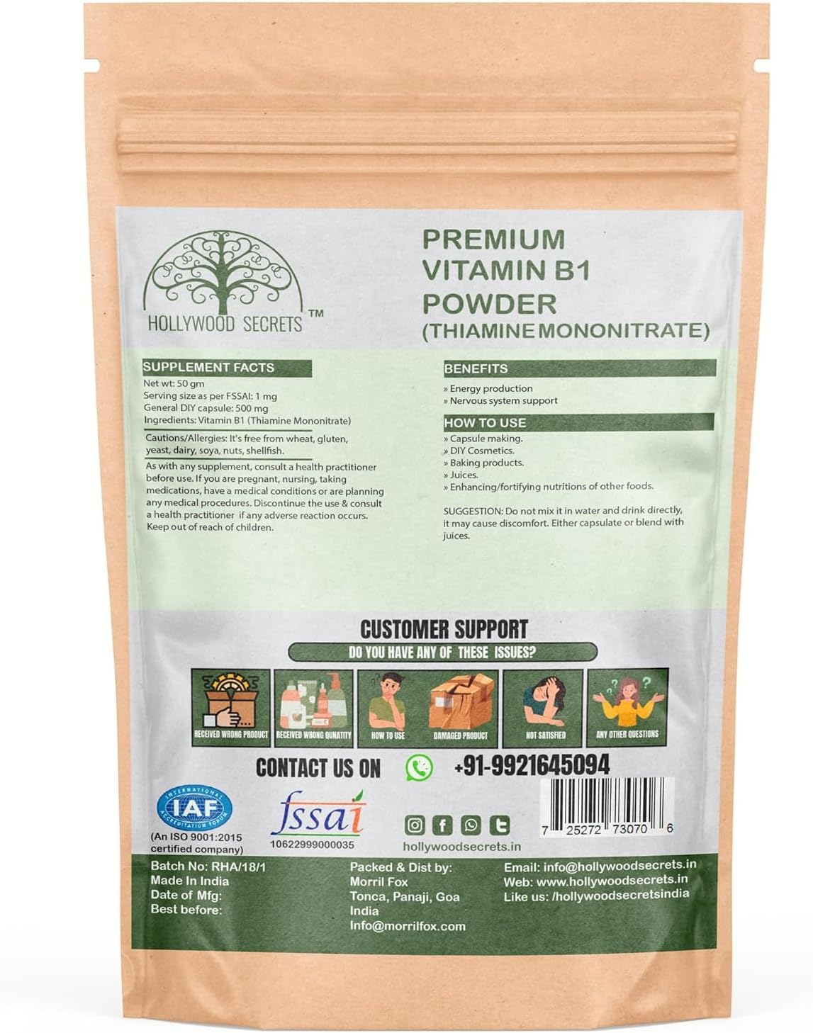 50gm Vitamin B2 Riboflavin Powder - High Quality TNO Brand