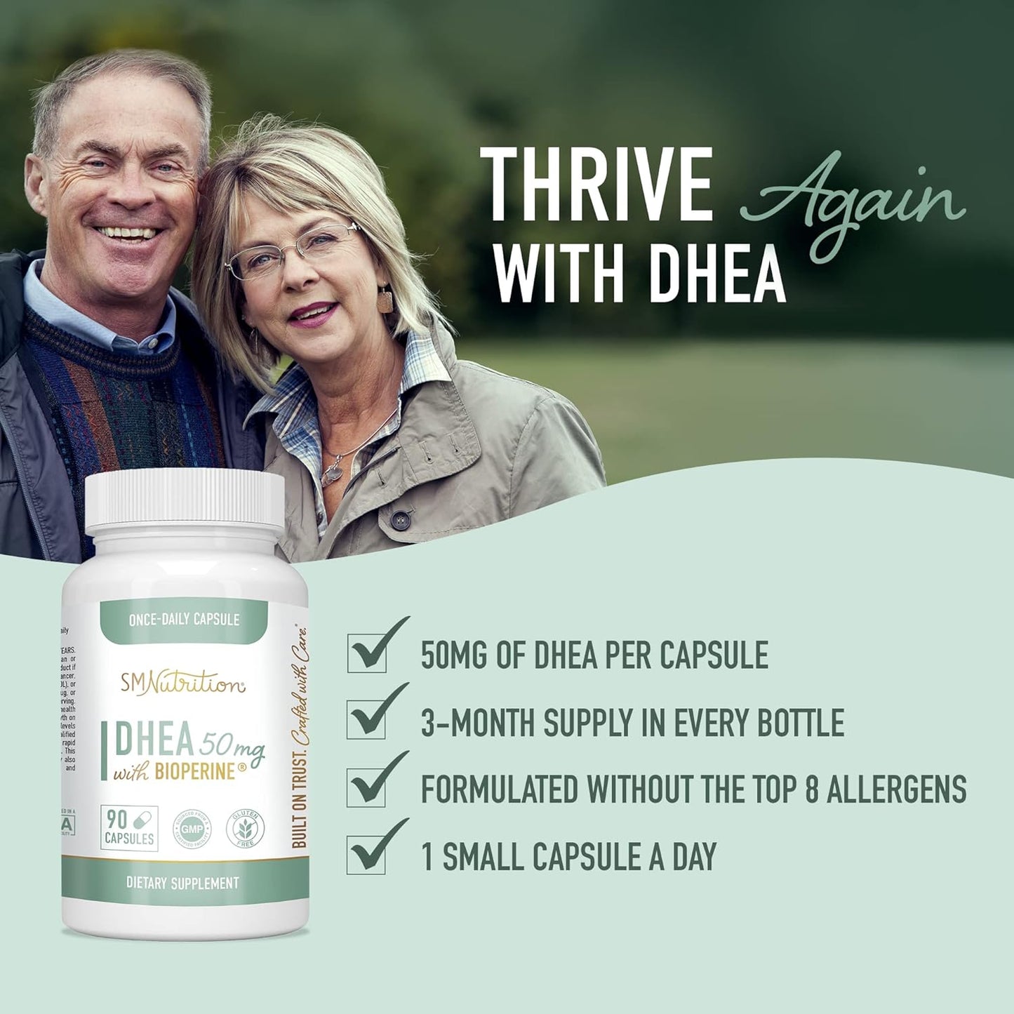 50mg DHEA Supplement for Hormone Balance & Energy | 3-Month Supply | Healthy Aging Support | Gluten-Free, Vegetarian | 90 Capsules