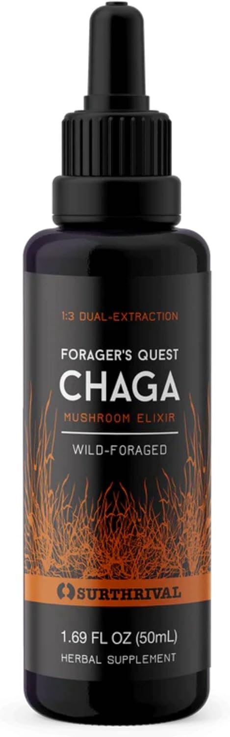 50mL SurThrival Chaga Mushroom Extract: Forager's Immune-Boosting Anti-Viral & Anti-Fungal Medicinal Supplement