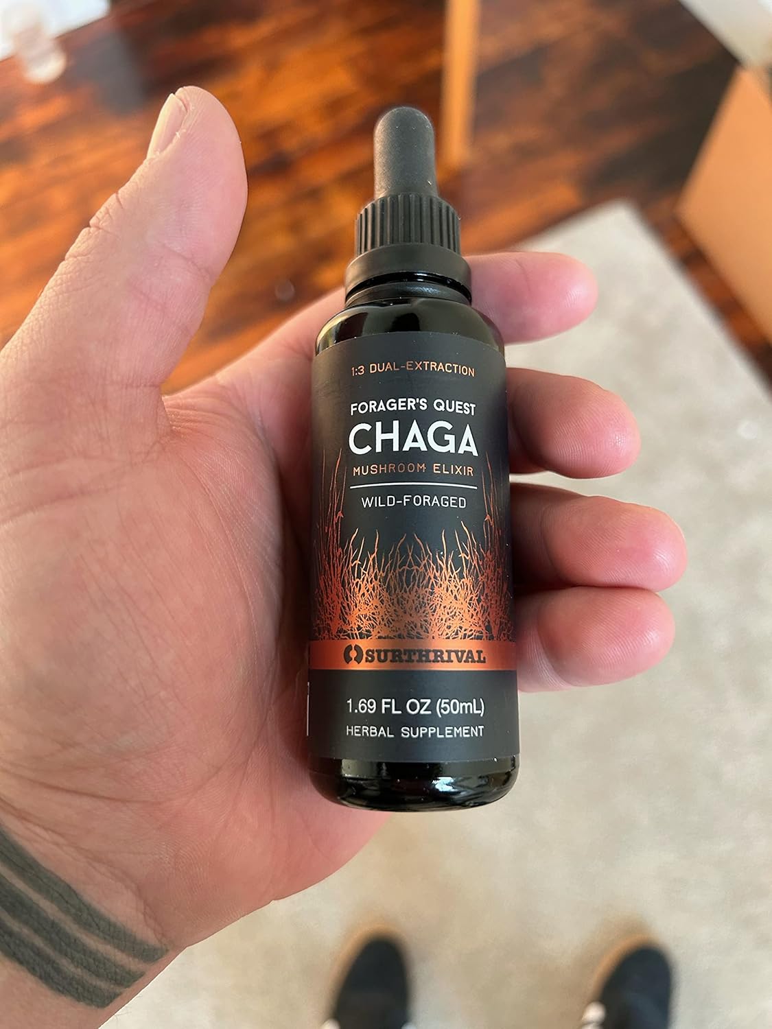 50mL SurThrival Chaga Mushroom Extract: Forager's Immune-Boosting Anti-Viral & Anti-Fungal Medicinal Supplement