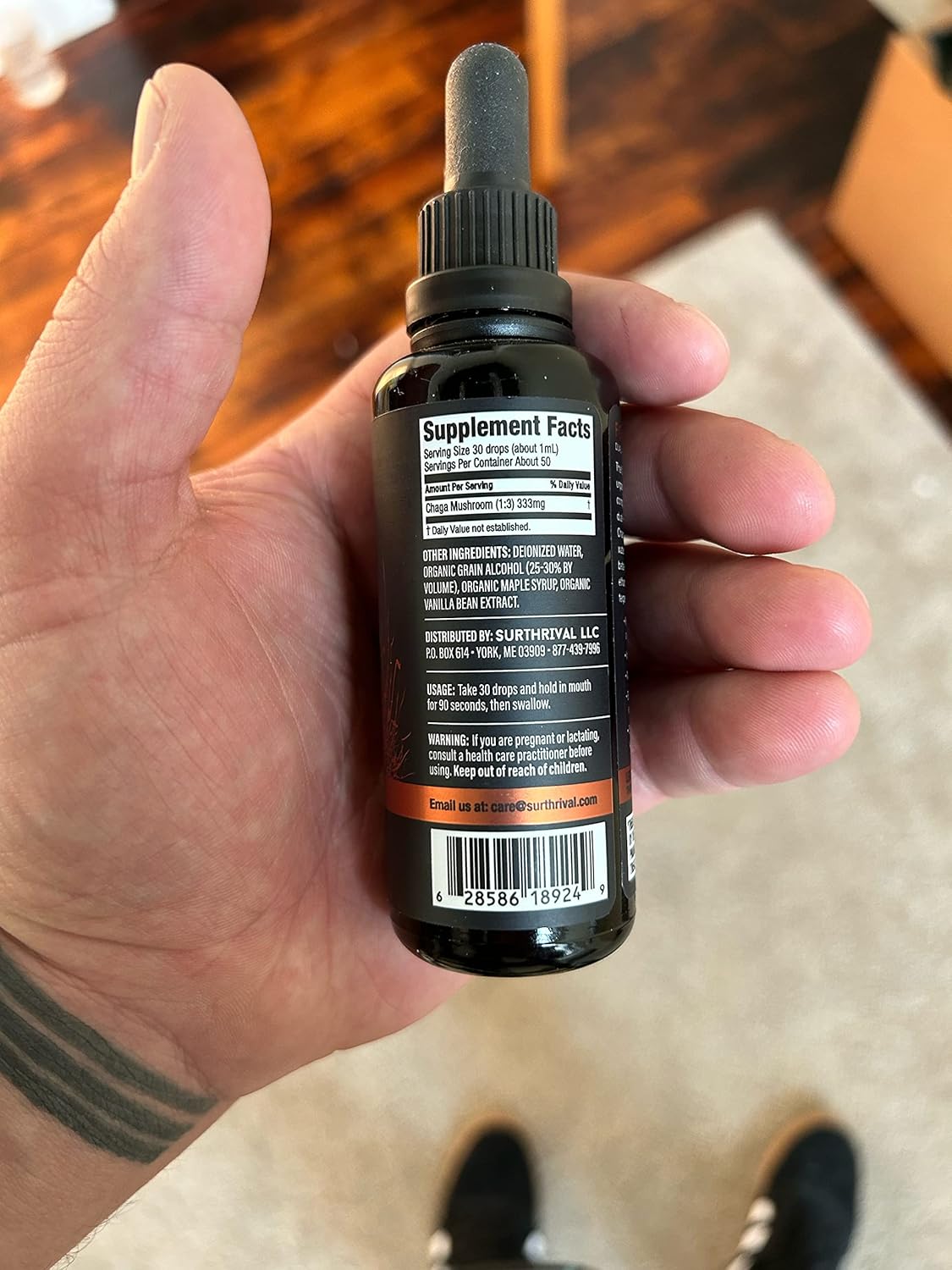 50mL SurThrival Chaga Mushroom Extract: Forager's Immune-Boosting Anti-Viral & Anti-Fungal Medicinal Supplement