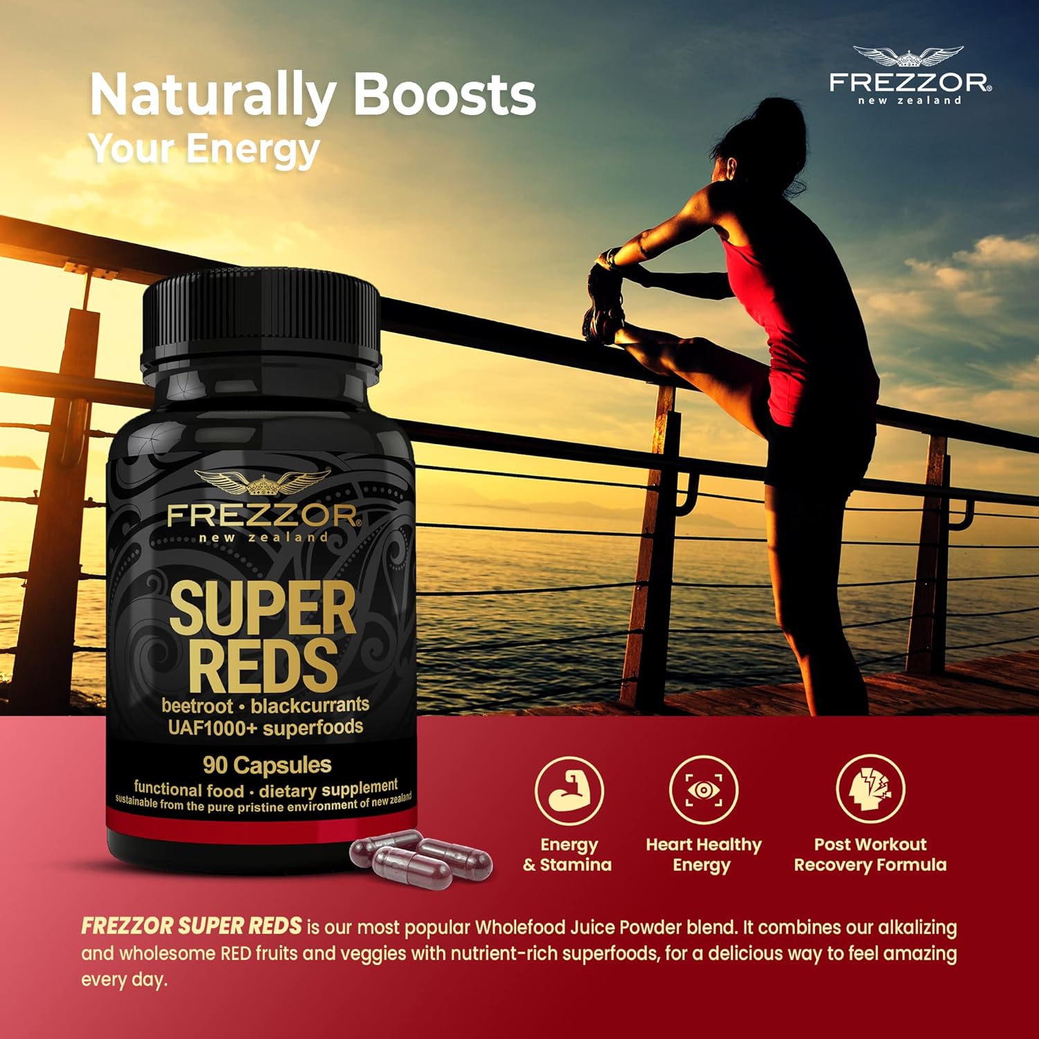 540 Capsules of FREZZOR Super Reds with UAF1000+ for Natural Energy and Antioxidants
