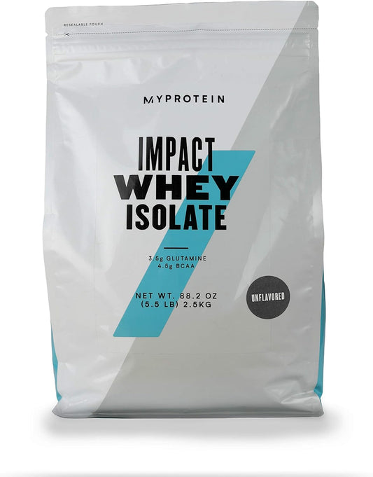 5.5 Lbs Impact Whey Protein Isolate - Unflavored, 81 Servings, 25g Protein, 3.5g Glutamine, 6g BCAA