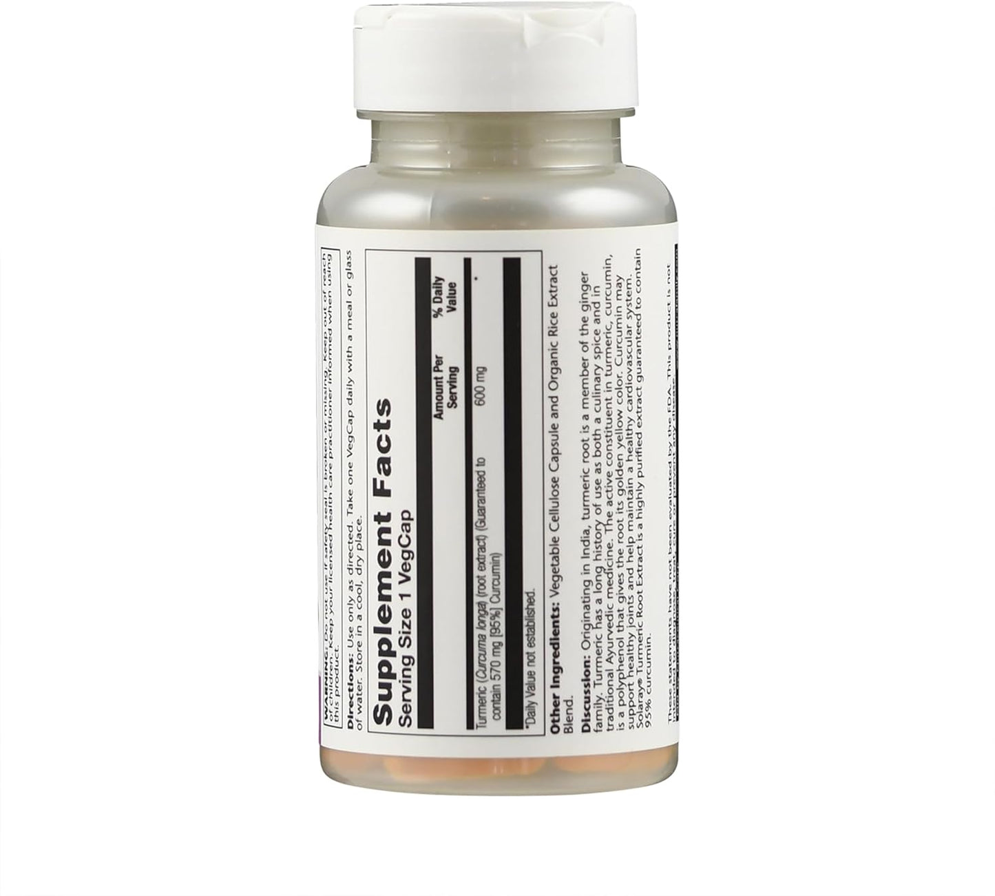 570 mg Turmeric Root Extract Capsules with 95% Curcumin for Heart and Joint Health - Lab Verified - 60 VegCaps (30-Day Supply)
