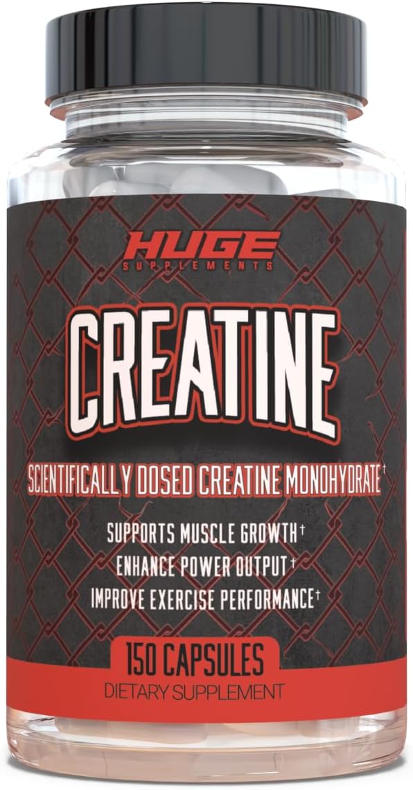 5g Creatine Monohydrate Capsules for Lean Muscle Growth & Recovery, Tested for Purity, Men & Women, Convenient Dosage