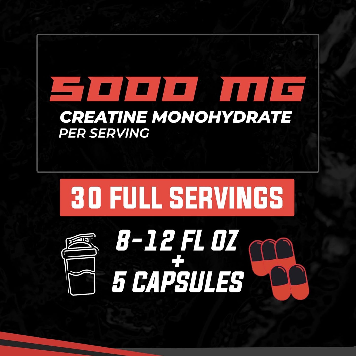 5g Creatine Monohydrate Capsules for Lean Muscle Growth & Recovery, Tested for Purity, Men & Women, Convenient Dosage