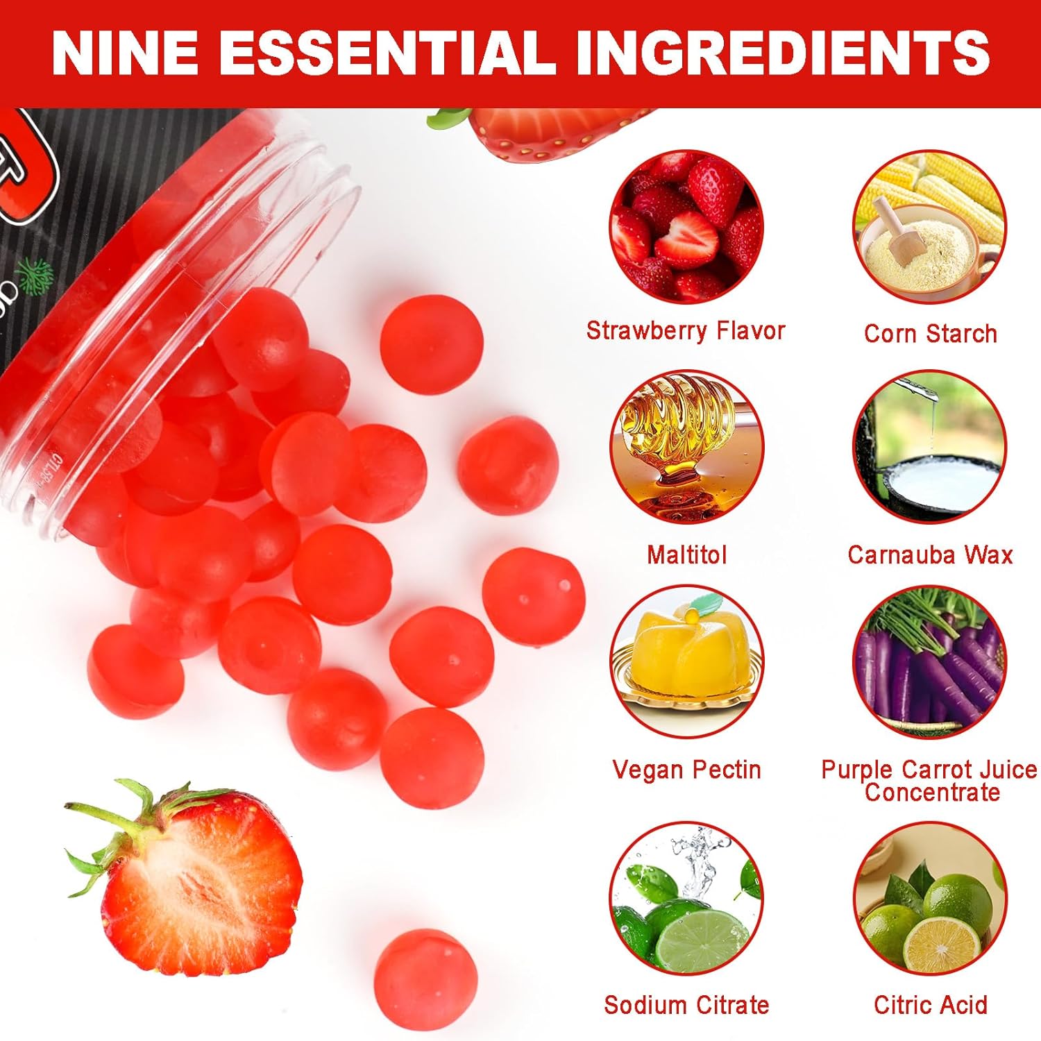 5g Creatine Monohydrate Gummies for Muscle Support and Energy Boost - Gluten-Free Strawberry Flavor - GMP Certified for Men and Women