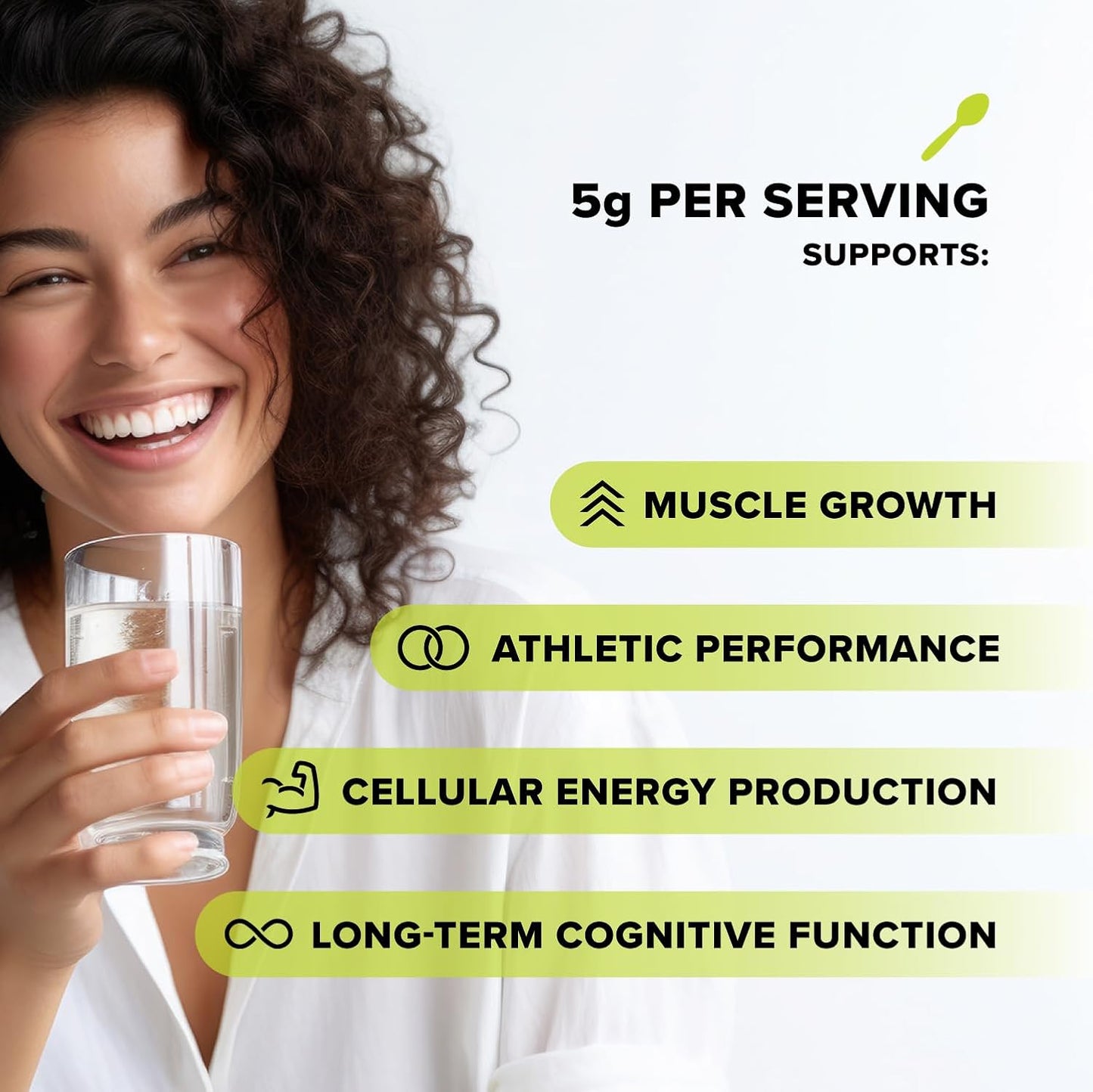 5g Creatine Monohydrate Powder for Pre & Post Workout - Muscle Recovery & Brain Health - 60 Servings - Vegan & Unflavored
