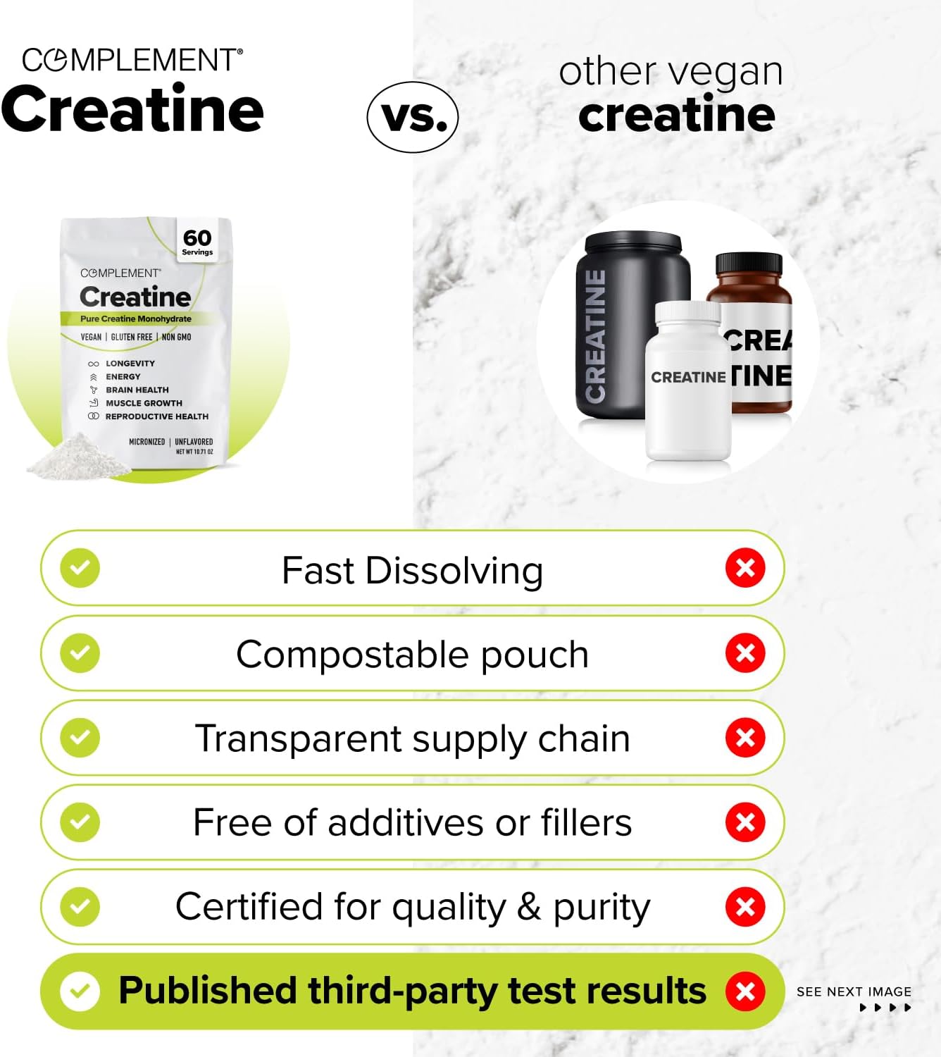 5g Creatine Monohydrate Powder for Pre & Post Workout - Muscle Recovery & Brain Health - 60 Servings - Vegan & Unflavored