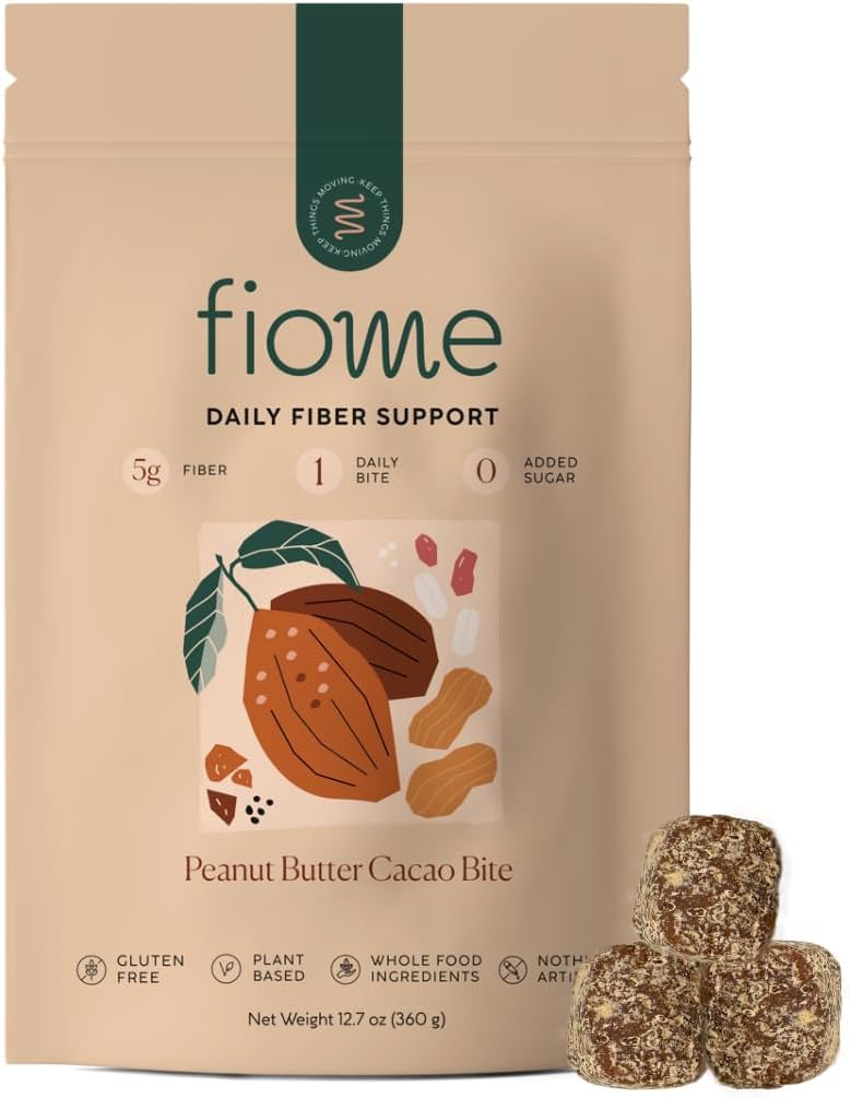 5g Daily Fiber Bite Supplement for Regularity, Digestion, and Gut Health - All Natural Peanut Butter Cacao Flavor - 30 Servings