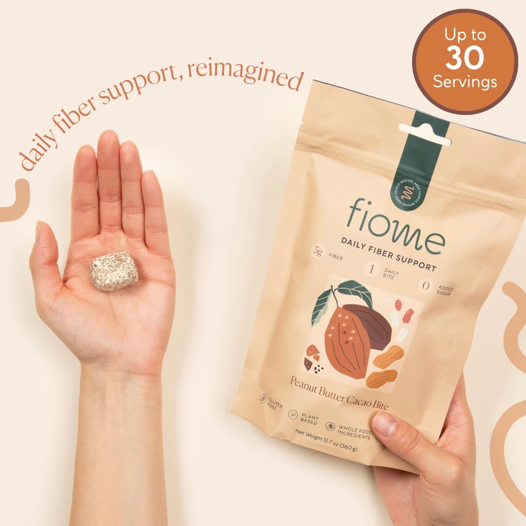 5g Daily Fiber Bite Supplement for Regularity, Digestion, and Gut Health - All Natural Peanut Butter Cacao Flavor - 30 Servings