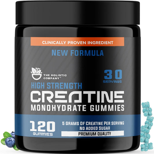 5g High Strength Blueberry Flavored Creatine Monohydrate Gummies for Pre Workout - The Holistic Company