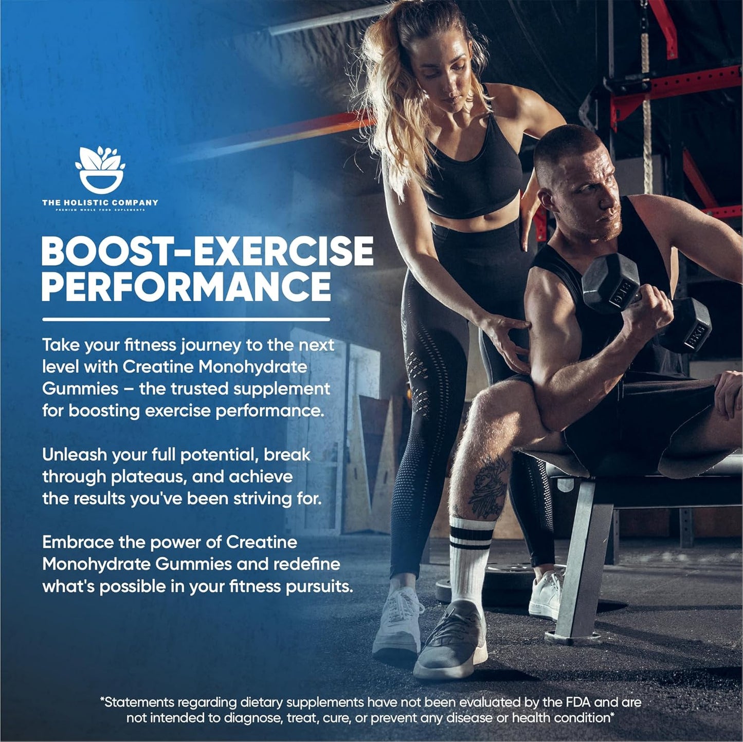 5g High Strength Blueberry Flavored Creatine Monohydrate Gummies for Pre Workout - The Holistic Company