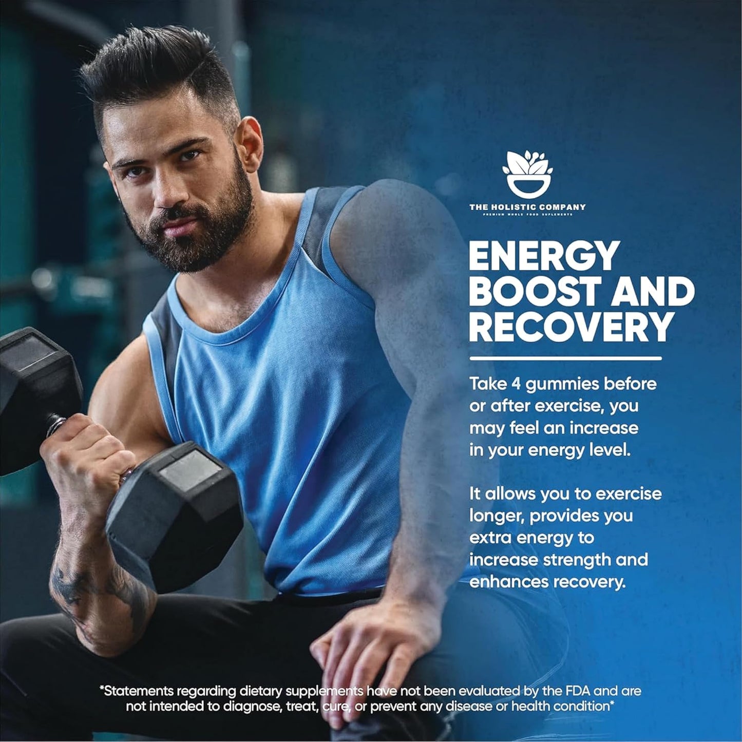 5g High Strength Blueberry Flavored Creatine Monohydrate Gummies for Pre Workout - The Holistic Company
