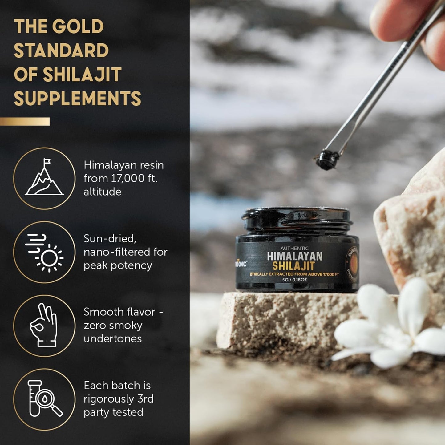 5g NutroTonic Authentic Himalayan Shilajit Resin | 40x Nano Filtered | Joint Pain Relief Support