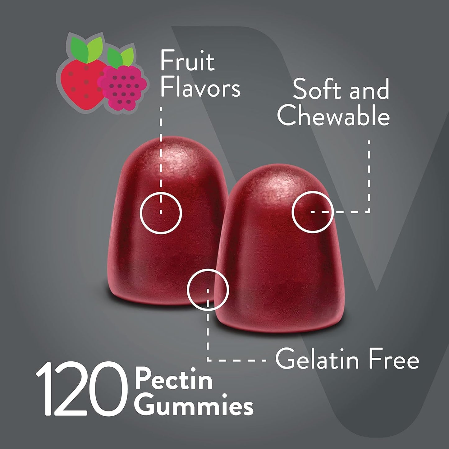 5g Viteey Prebiotic Fiber Gummies for Adults - Vegan & Gelatin Free - Chewable Fruit Flavored Gummy for Digestive Health & Weight Support