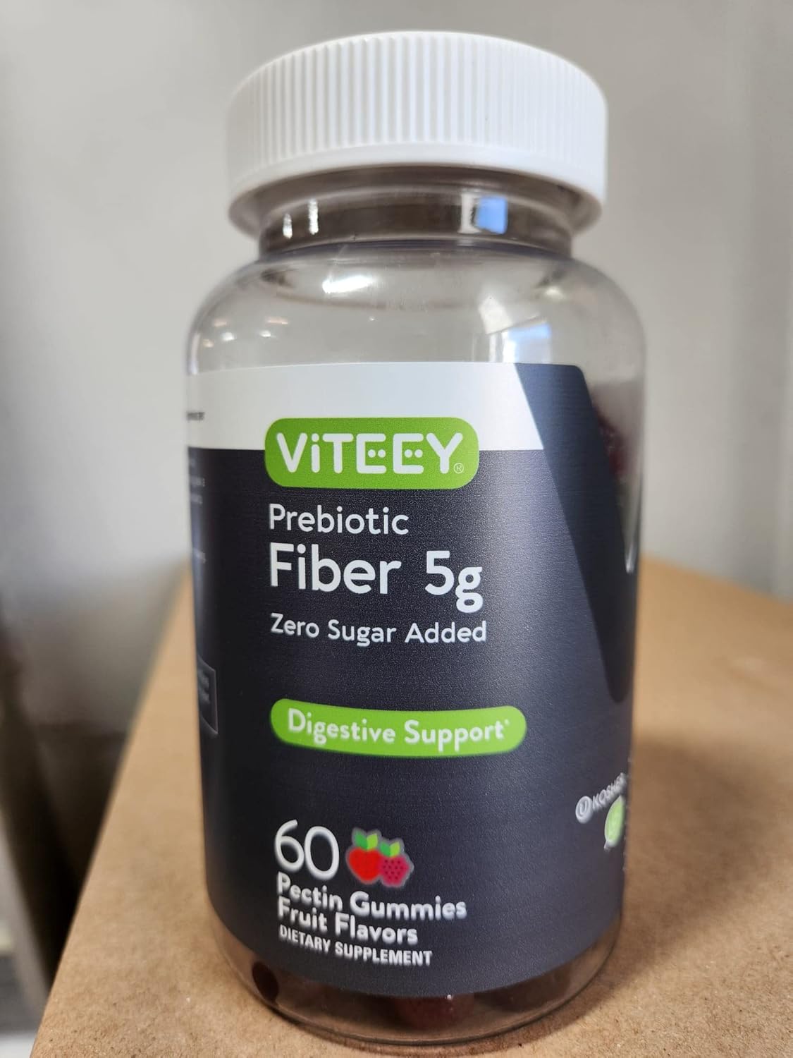 5g Viteey Prebiotic Fiber Gummies for Adults - Vegan & Gelatin Free - Chewable Fruit Flavored Gummy for Digestive Health & Weight Support