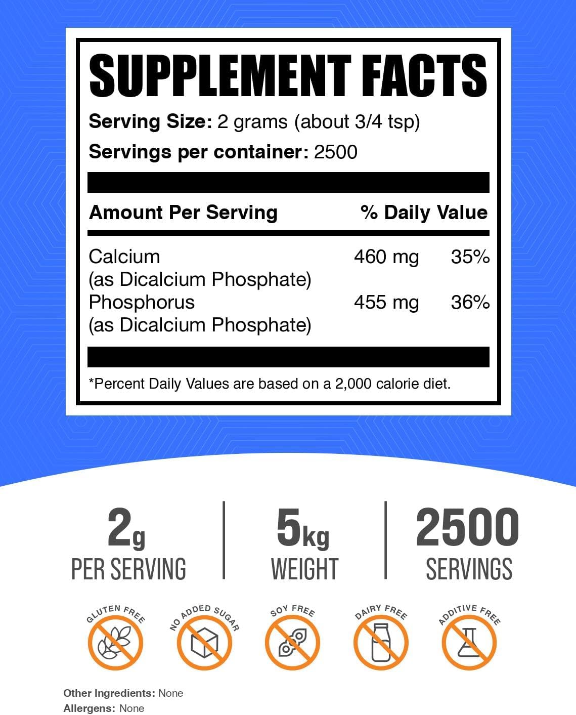 5kg Dicalcium Phosphate Powder: Calcium & Phosphorus Supplements