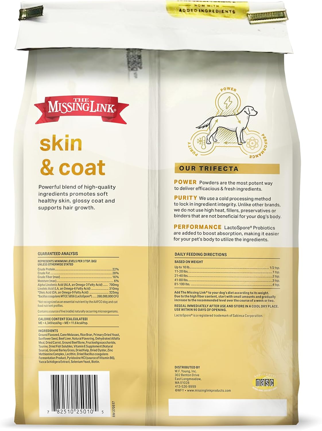 5lb Bag Missing Link Skin & Coat + Probiotics Supplement - Superfood Powder for Dogs, Supports Healthy Skin, Glossy Coat & Hair Growth
