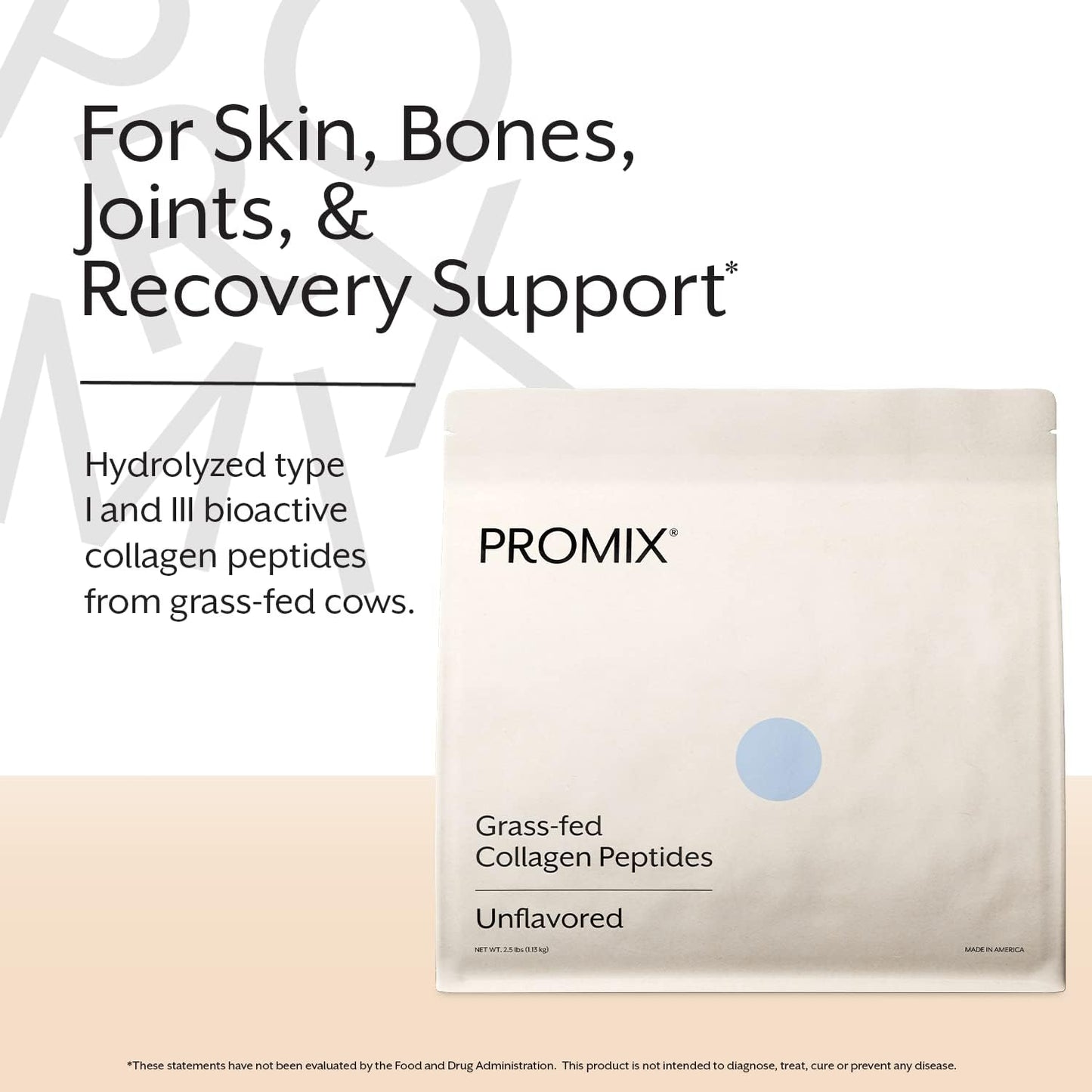 5lb Bulk ProMix Nutrition Hydrolyzed Collagen Peptides - Unflavored Protein for Skin, Bones, Joints - Supports Recovery in Shakes, Smoothies & Recipes