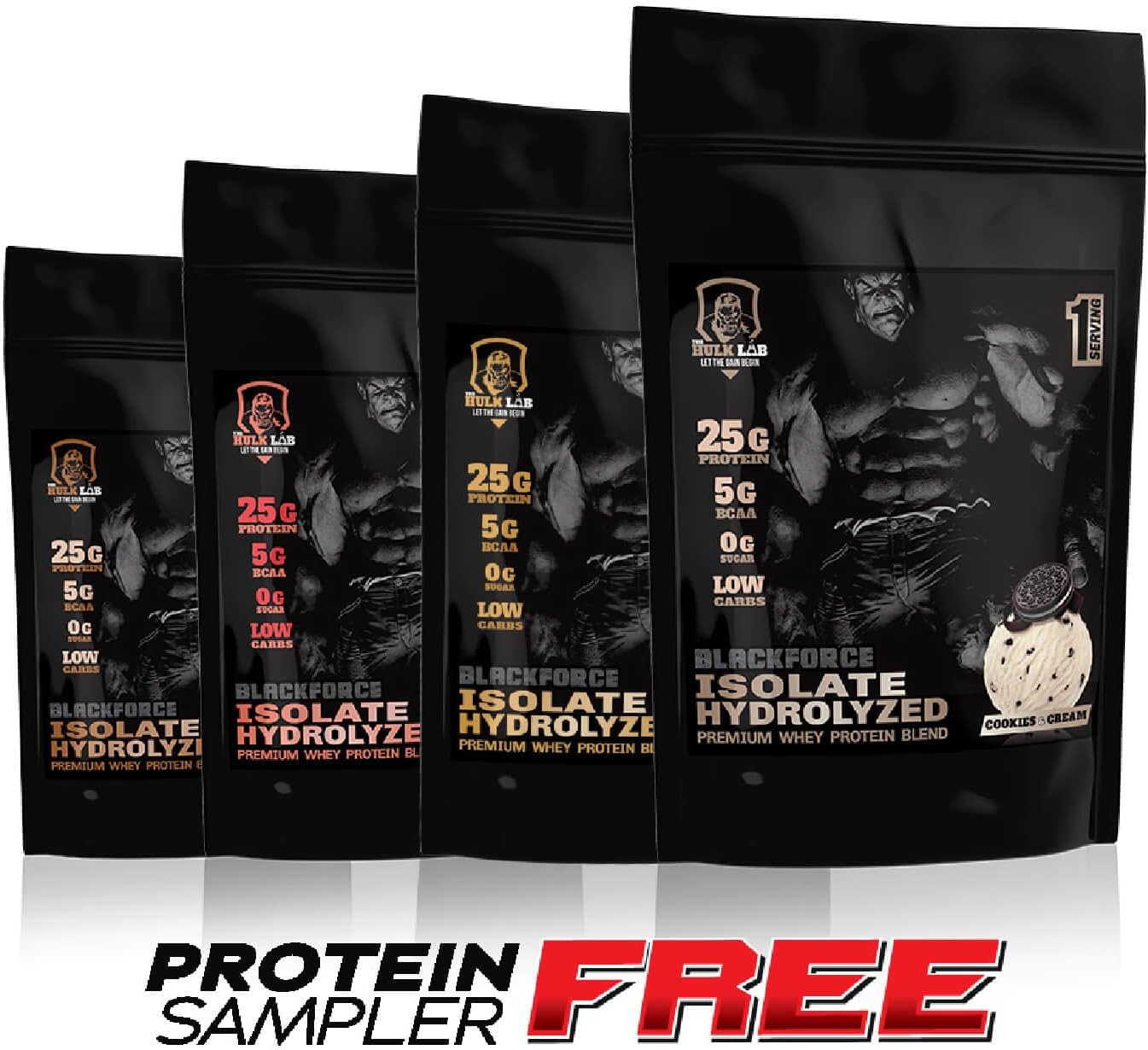 5LB Cookie & Cream Whey Protein Isolate Powder from THE HULK LAB - Non-GMO Protein with Free Sampler on First Order