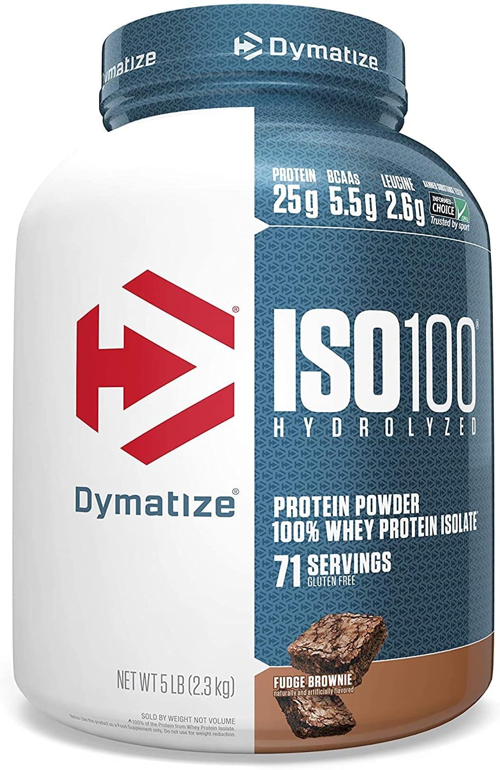 5lb Dymatize ISO 100 Fudge Brownie Hydrolyzed Whey Protein Powder Isolate