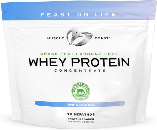 5lb Grass-Fed Whey Protein Concentrate Powder - Hormone-Free, All-Natural, Unflavored