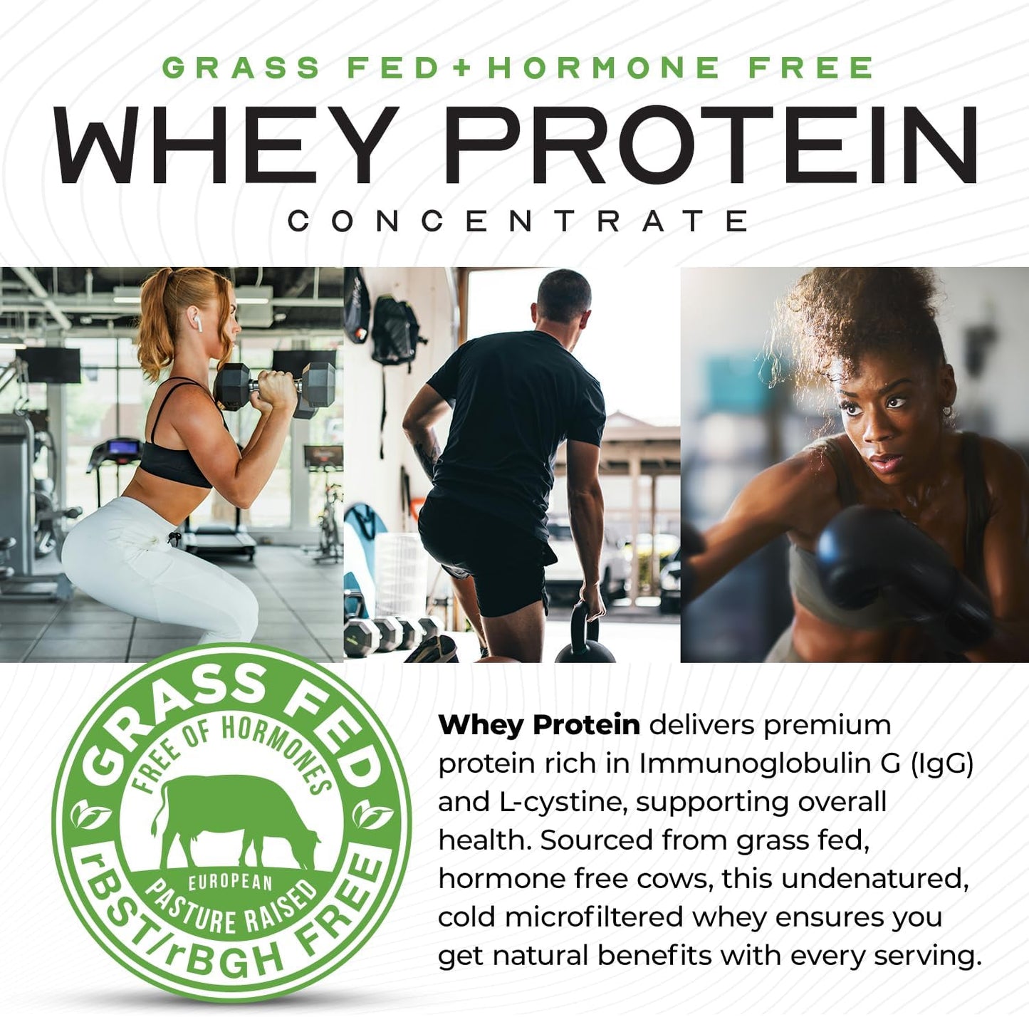 5lb Grass-Fed Whey Protein Concentrate Powder - Hormone-Free, All-Natural, Unflavored